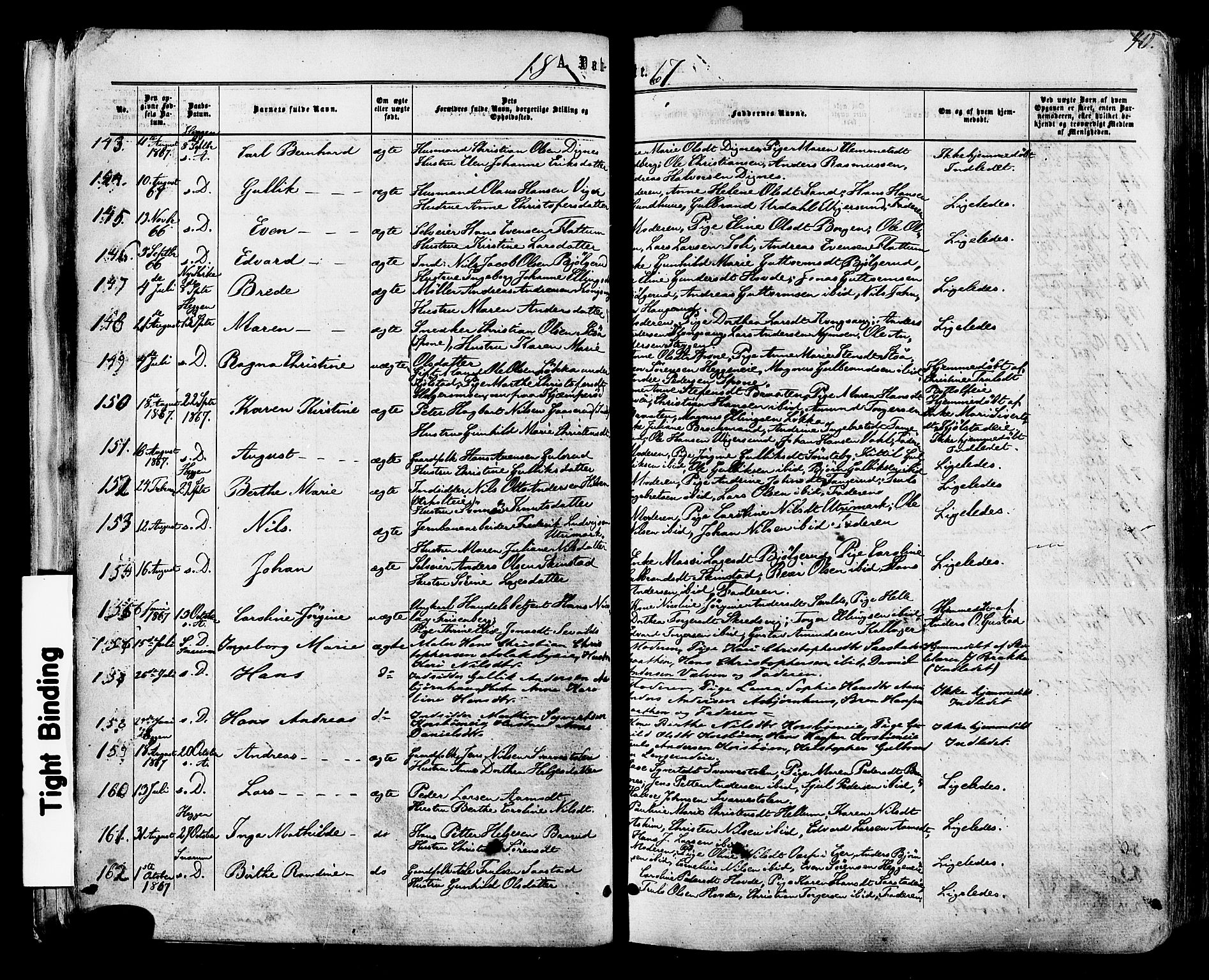 Modum kirkebøker, SAKO/A-234/F/Fa/L0010: Parish register (official) no. 10, 1865-1876, p. 40