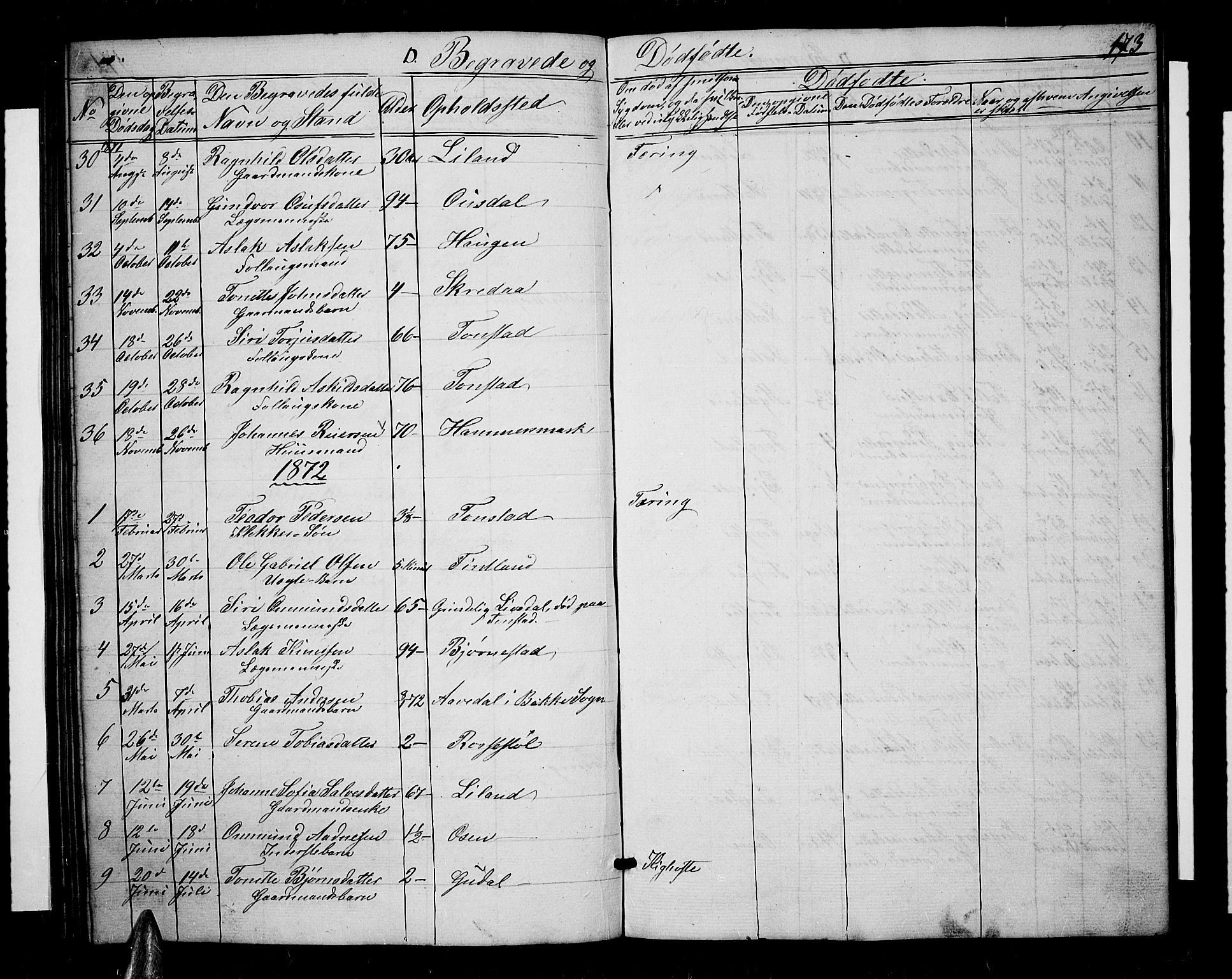 Sirdal sokneprestkontor, AV/SAK-1111-0036/F/Fb/Fbb/L0002: Parish register (copy) no. B 2, 1848-1878, p. 173