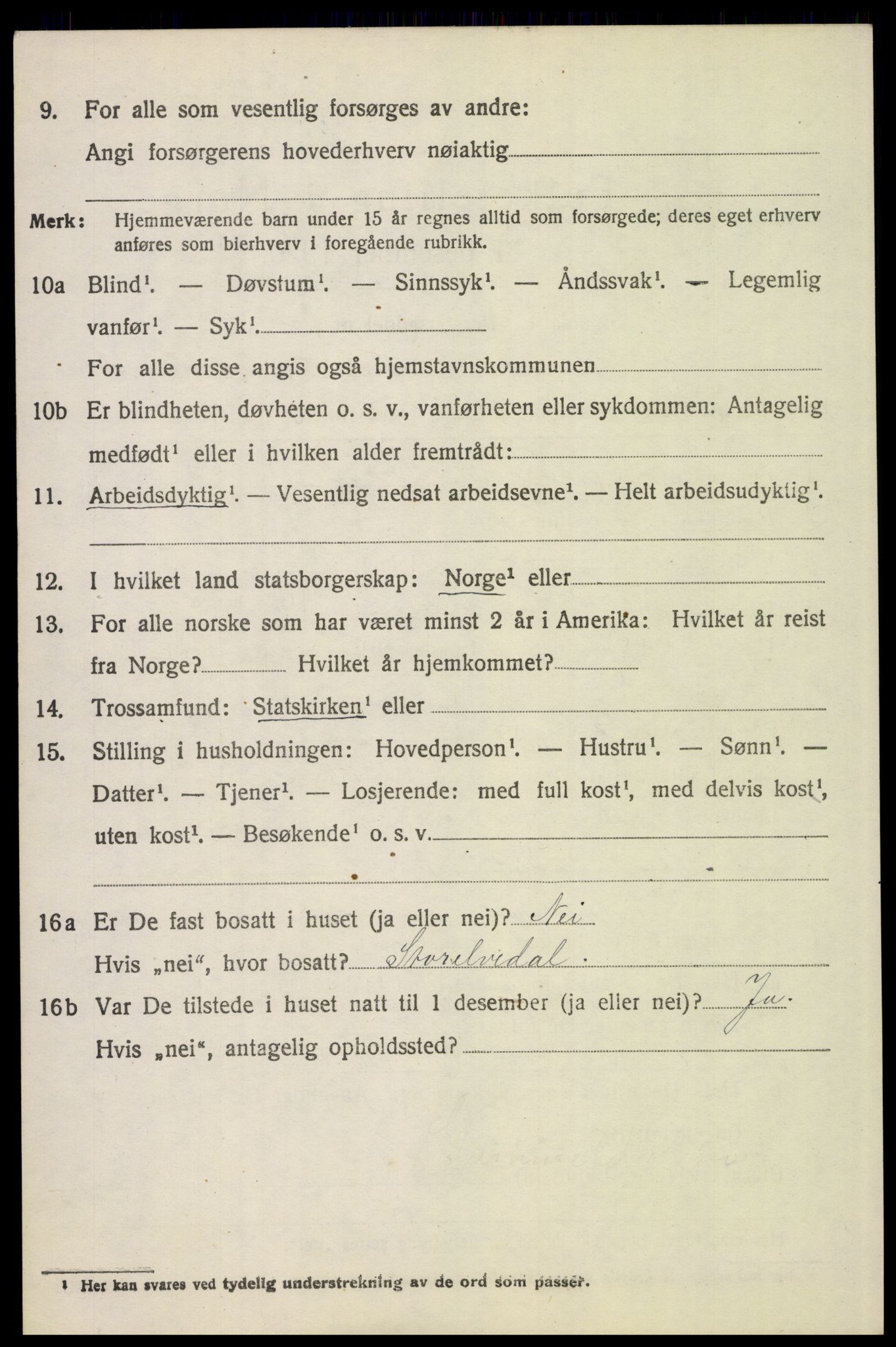 SAH, 1920 census for Tynset, 1920, p. 6171