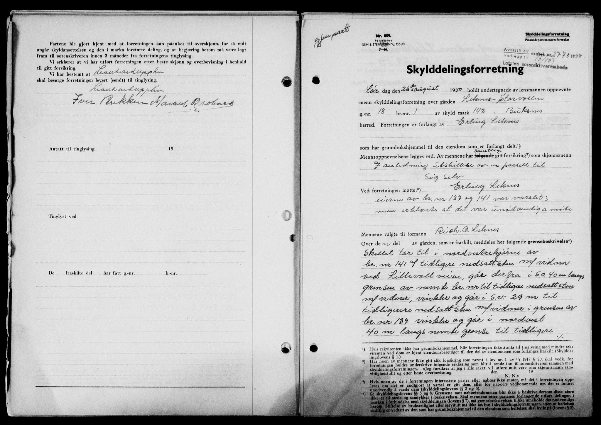 Lofoten sorenskriveri, SAT/A-0017/1/2/2C/L0024a: Mortgage book no. 24a, 1950-1950, Diary no: : 2770/1950