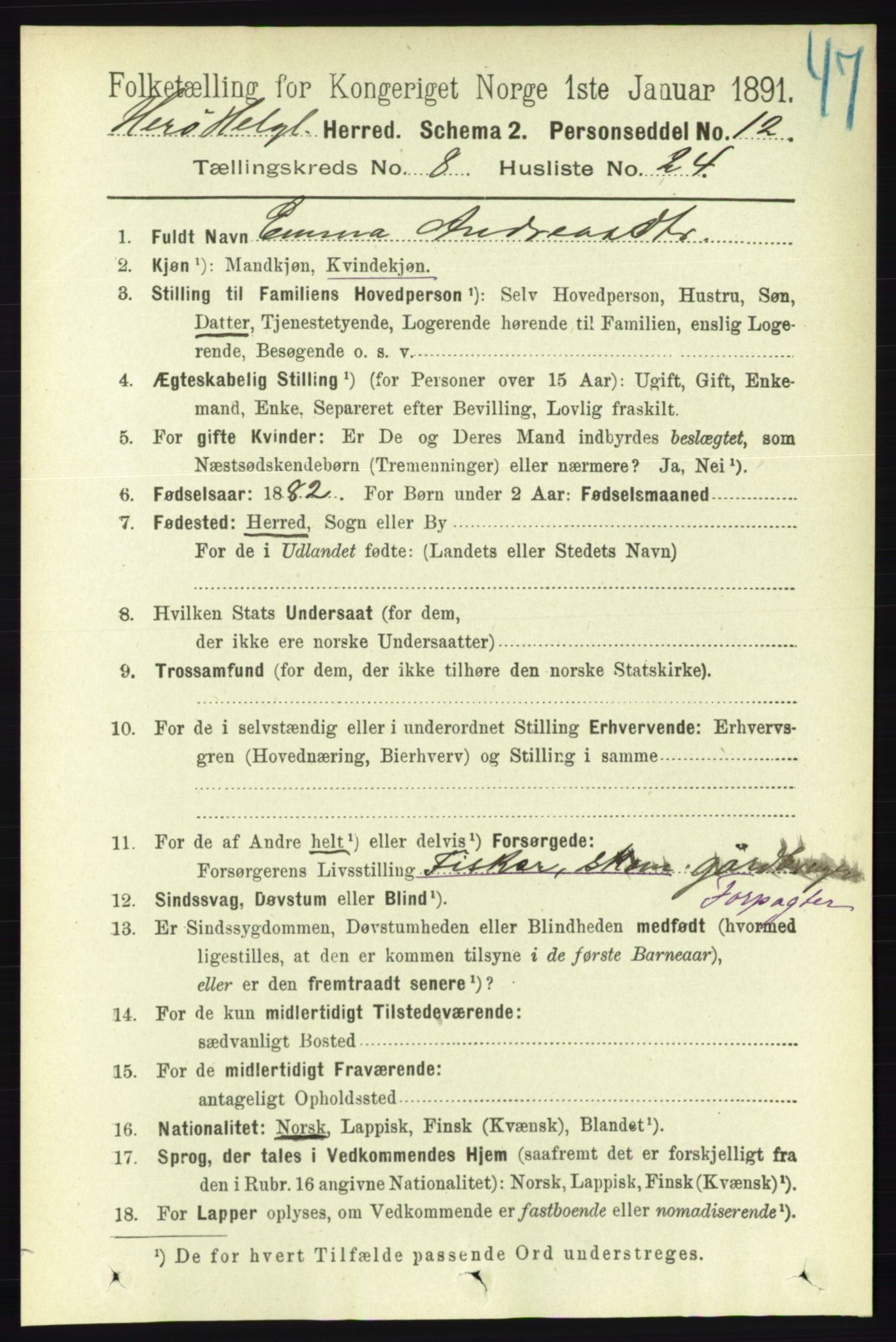 RA, 1891 census for 1818 Herøy, 1891, p. 2768