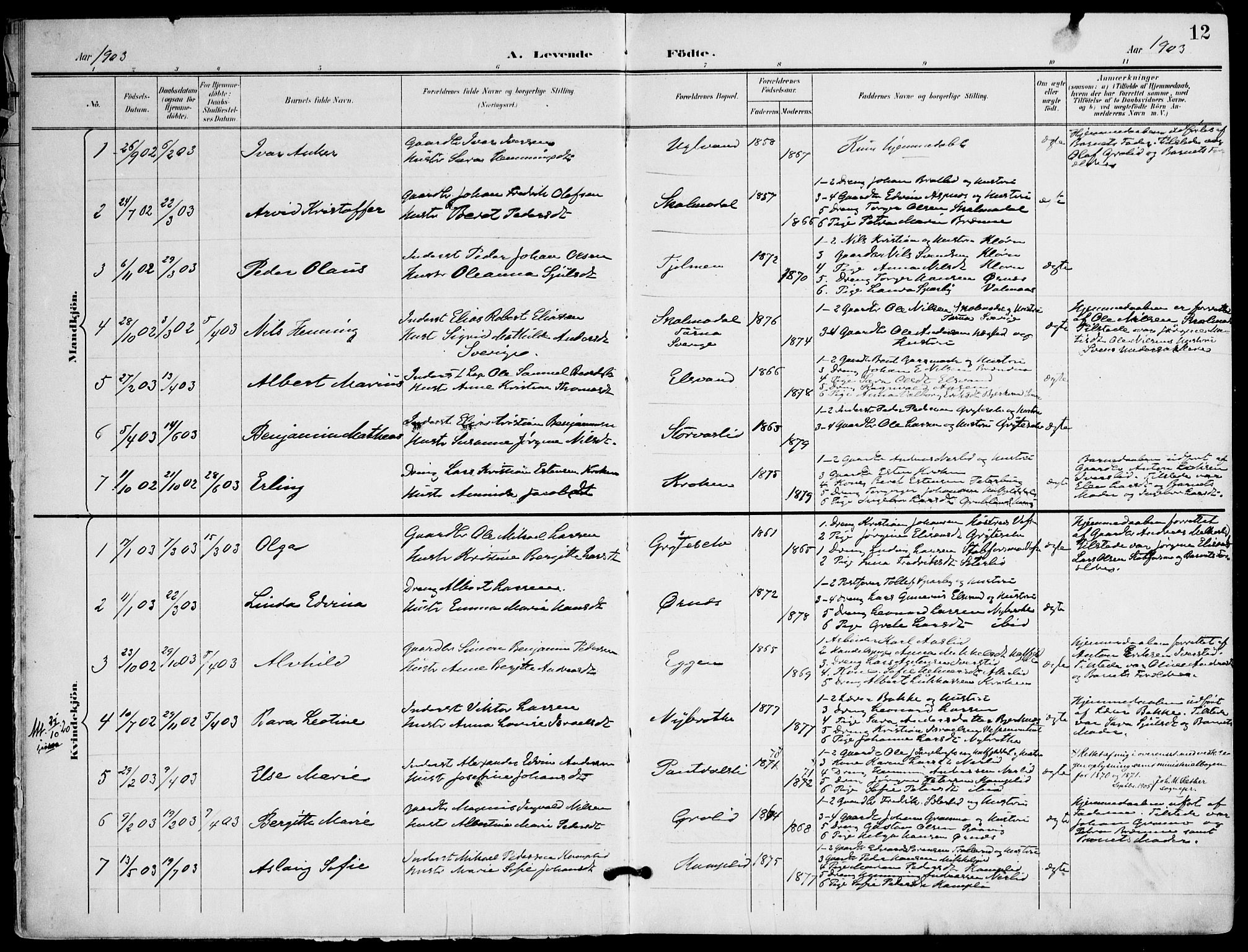 Ministerialprotokoller, klokkerbøker og fødselsregistre - Nordland, AV/SAT-A-1459/823/L0326: Parish register (official) no. 823A03, 1899-1919, p. 12