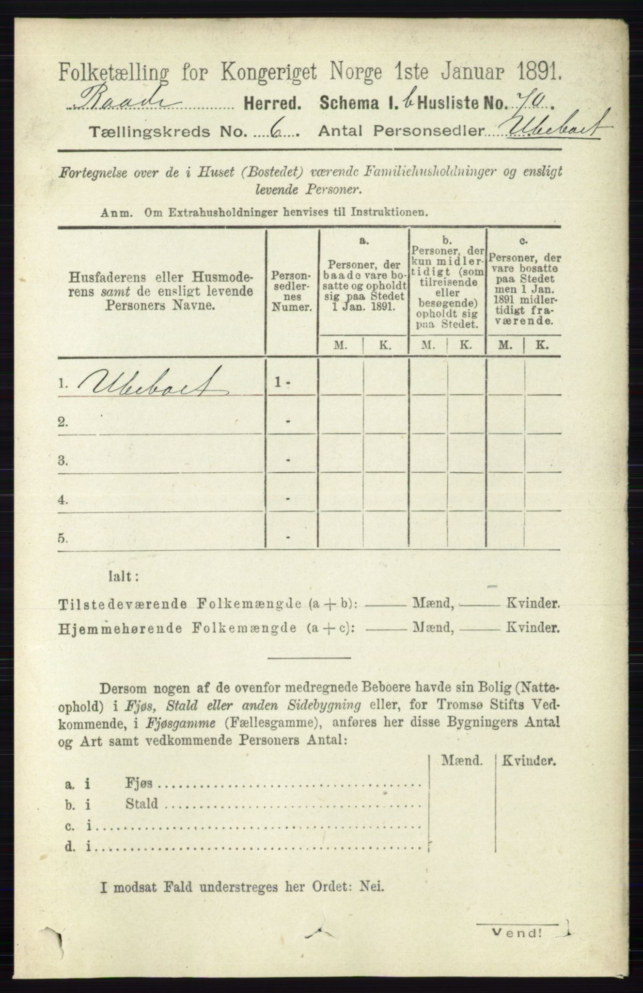 RA, 1891 census for 0135 Råde, 1891, p. 3150