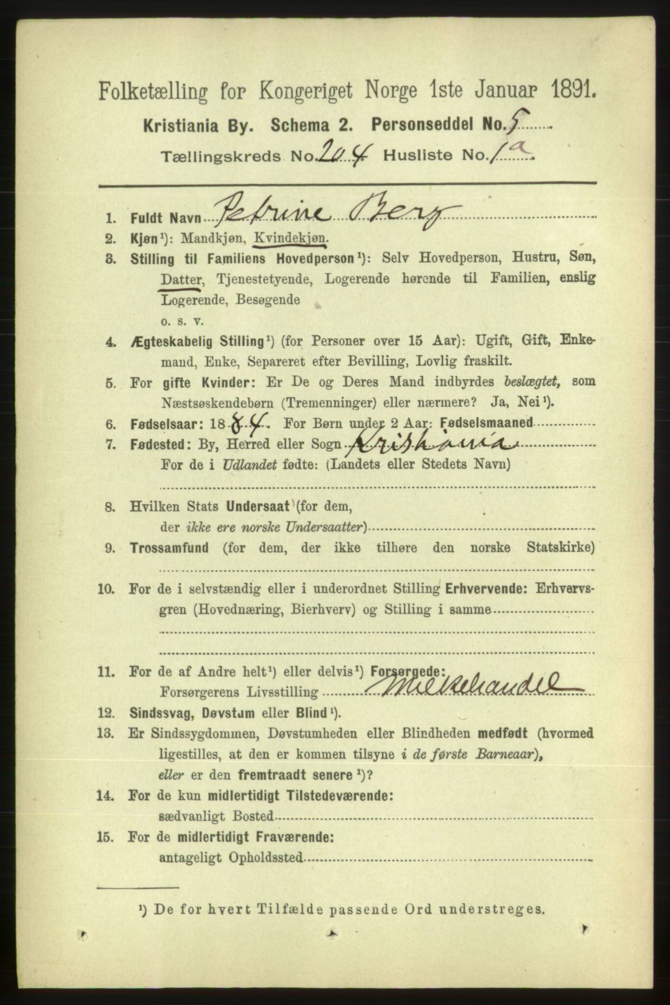 RA, 1891 census for 0301 Kristiania, 1891, p. 122910