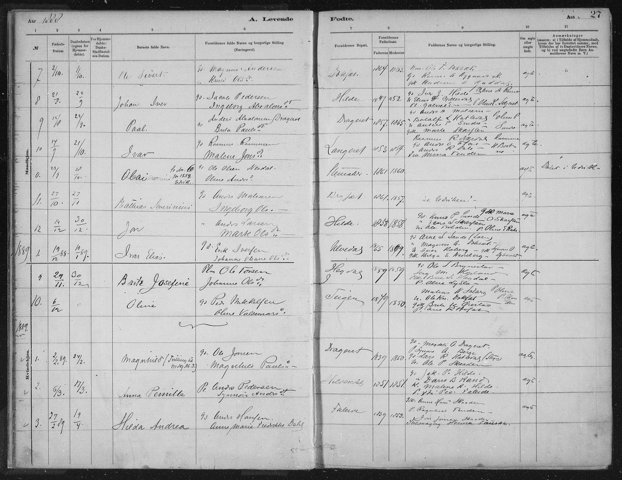 Innvik sokneprestembete, AV/SAB-A-80501: Parish register (official) no. B  1, 1879-1902, p. 27