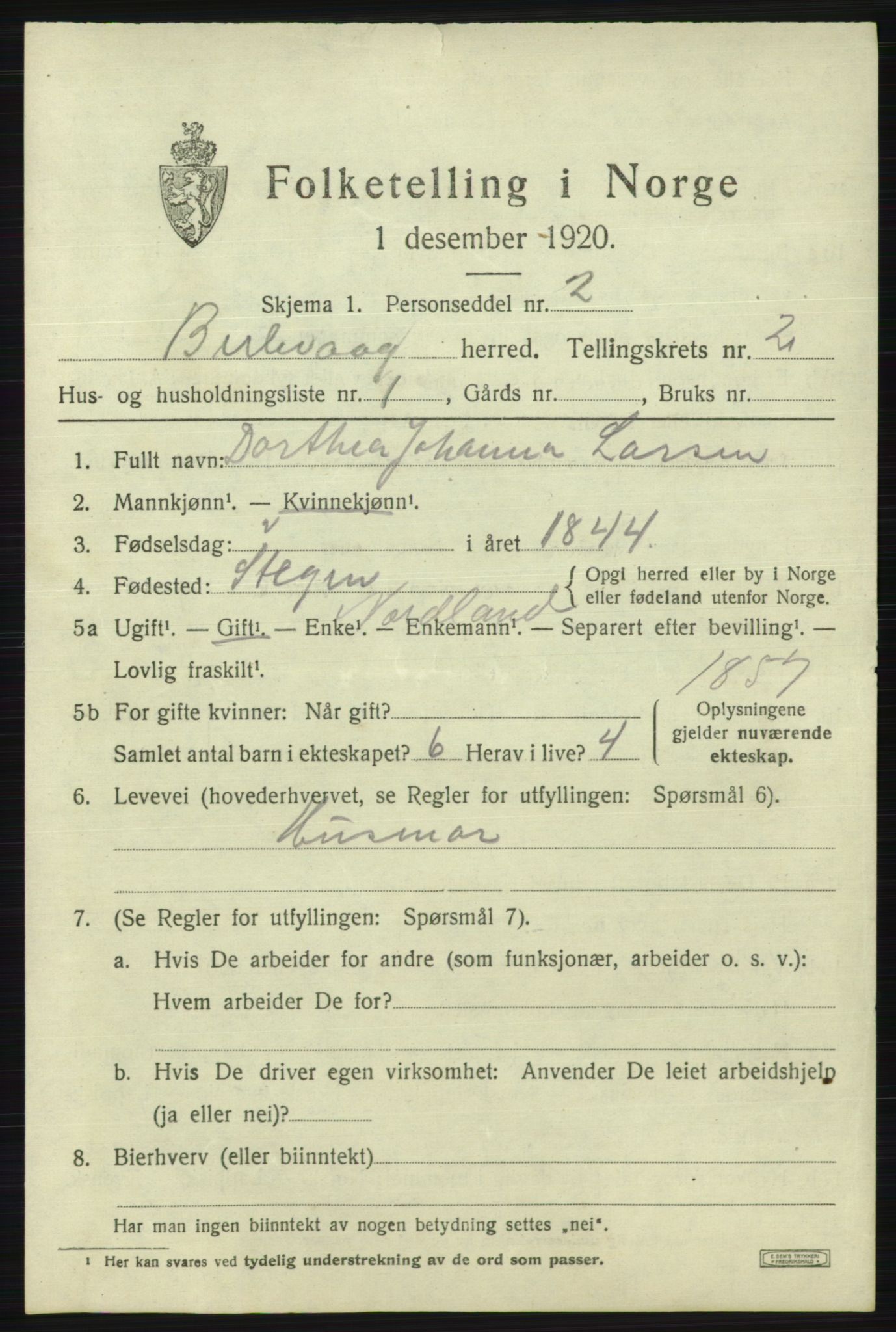 SATØ, 1920 census for Berlevåg, 1920, p. 563