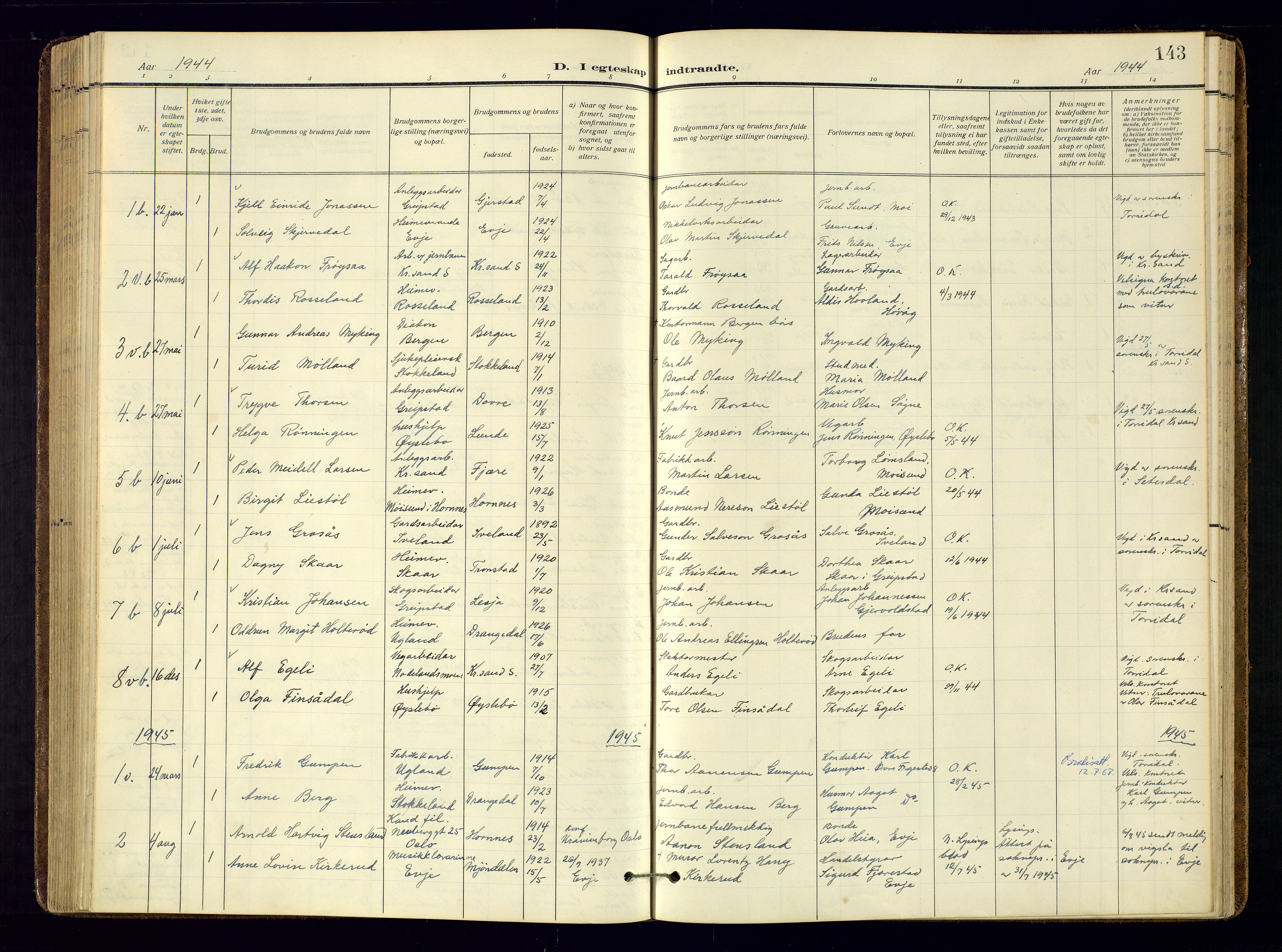 Søgne sokneprestkontor, AV/SAK-1111-0037/F/Fa/Faa/L0004: Parish register (official) no. A-4, 1911-1945, p. 143