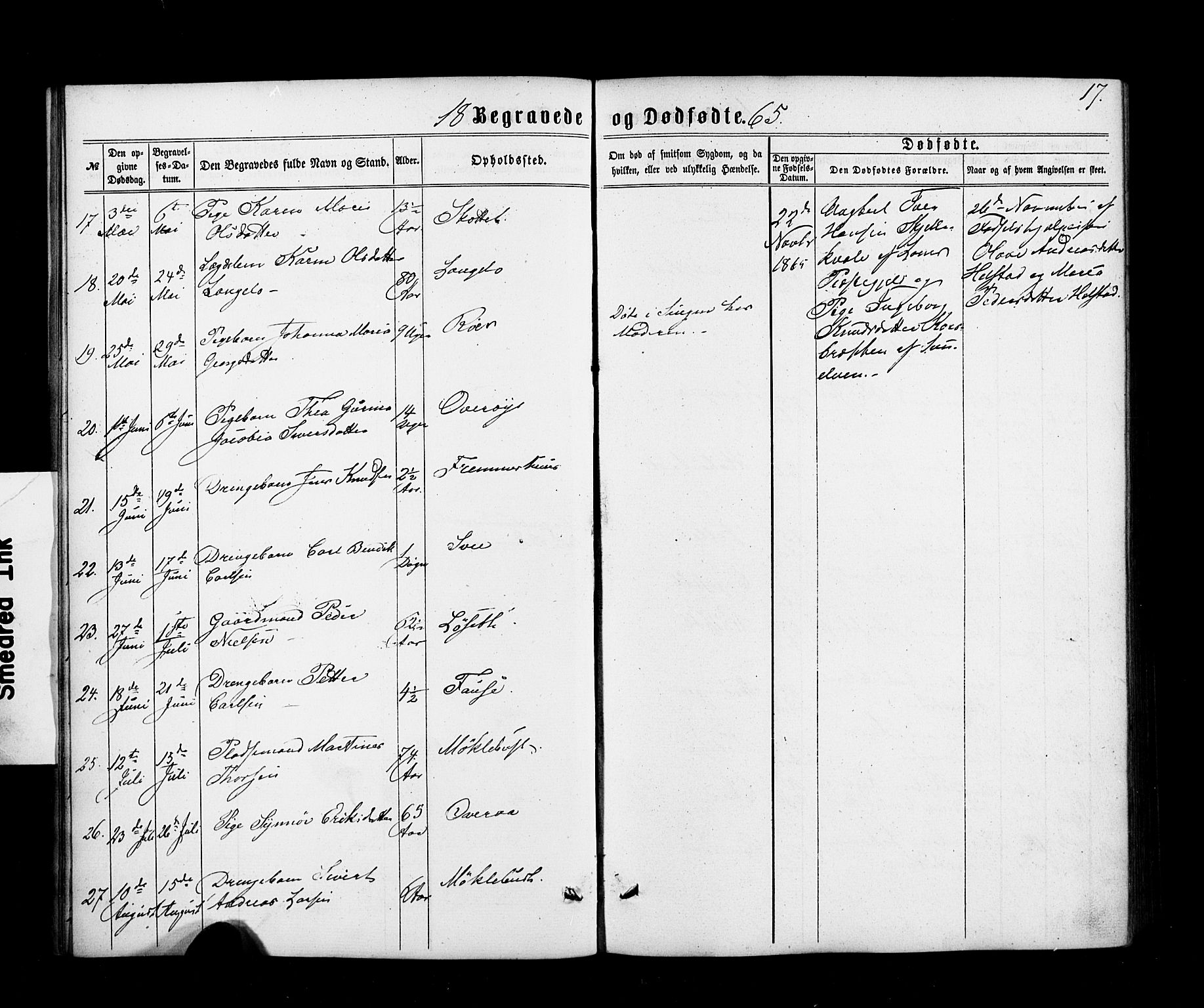 Ministerialprotokoller, klokkerbøker og fødselsregistre - Møre og Romsdal, SAT/A-1454/520/L0282: Parish register (official) no. 520A11, 1862-1881, p. 17