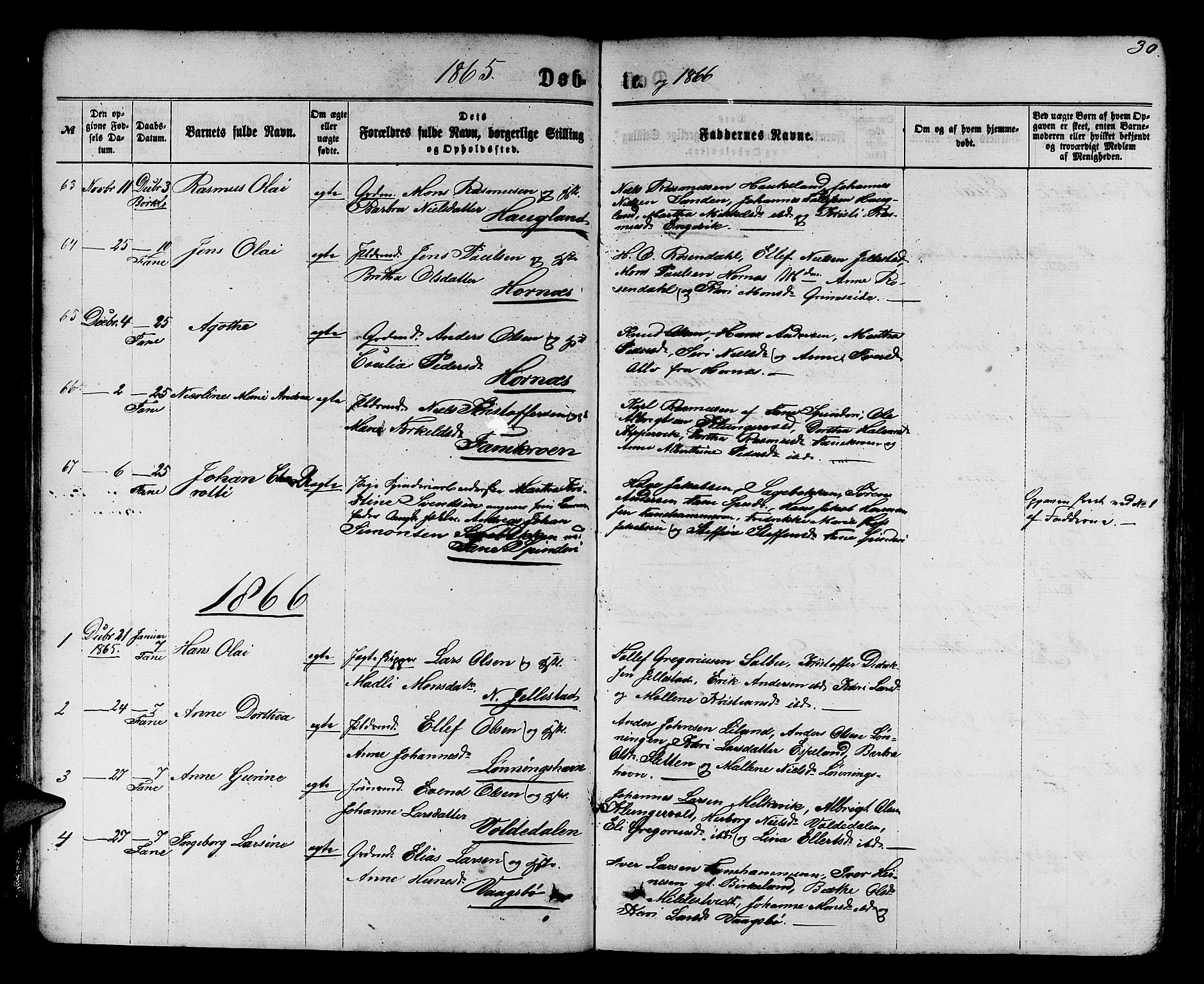 Fana Sokneprestembete, SAB/A-75101/H/Hab/Habb/L0003: Parish register (copy) no. B 3, 1861-1888, p. 30