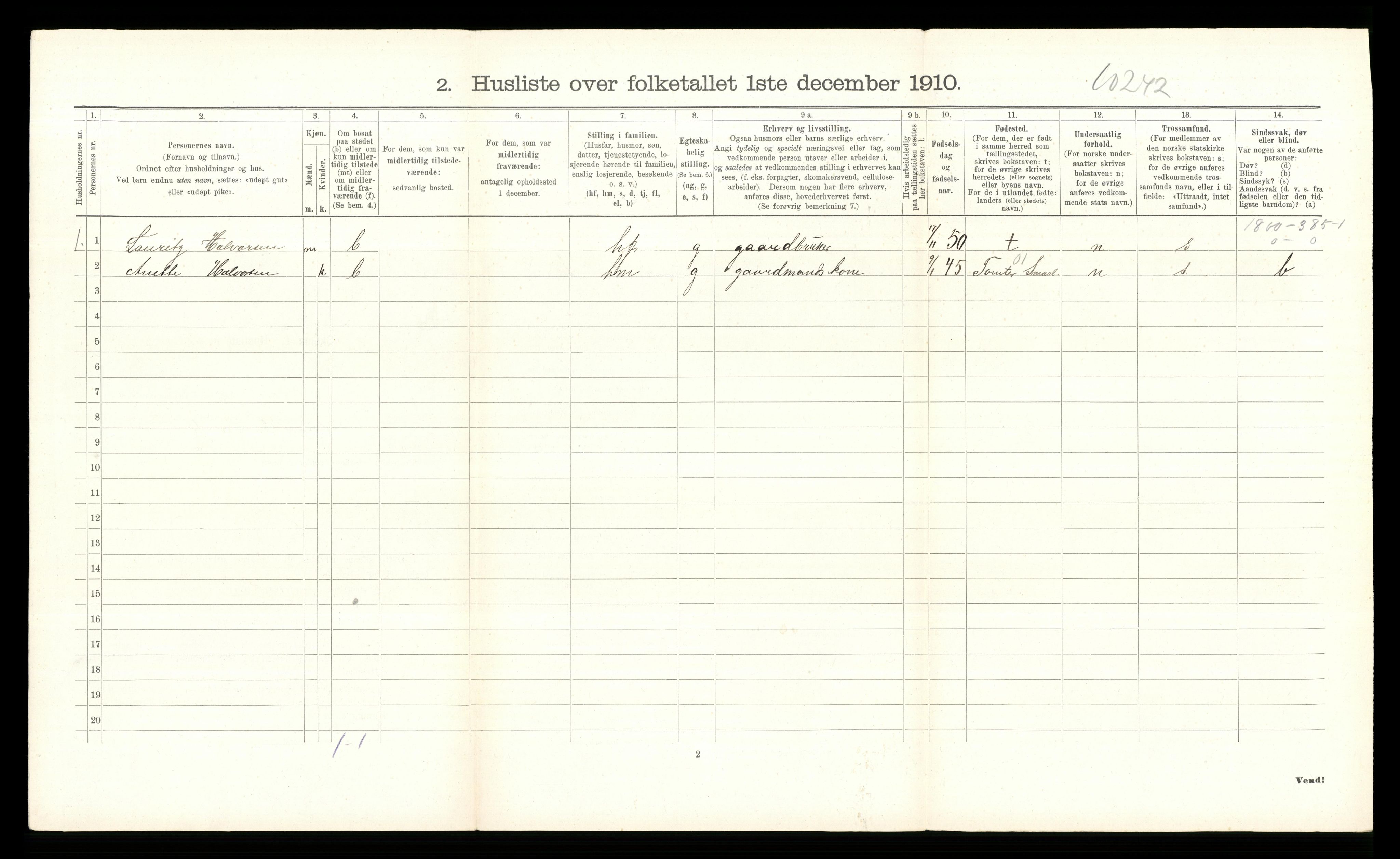 RA, 1910 census for Hurum, 1910, p. 873