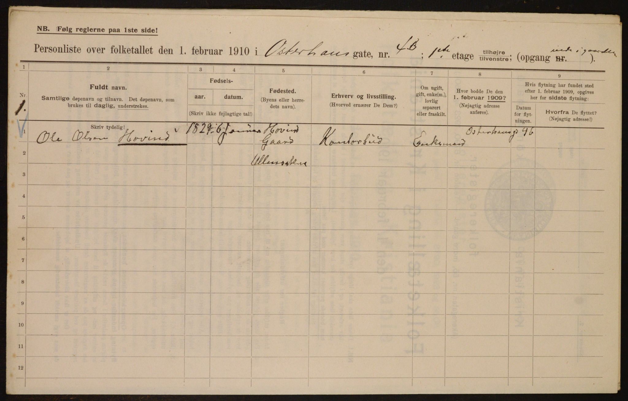 OBA, Municipal Census 1910 for Kristiania, 1910, p. 74489