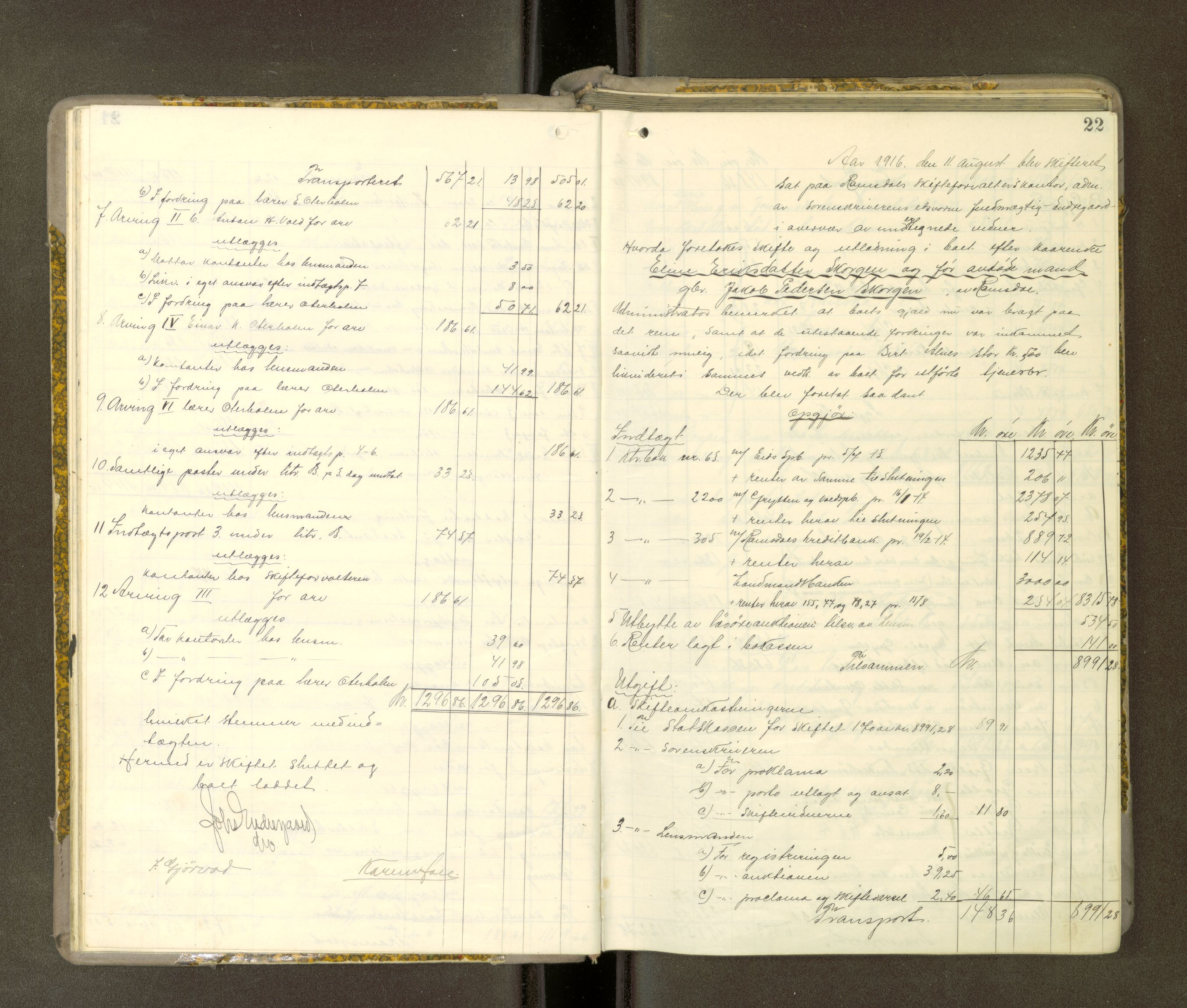 Romsdal sorenskriveri, AV/SAT-A-4149/1/3/3A/L0021: Skifteutlodnings Protokoll 7, 1916-1920, p. 21b-22a