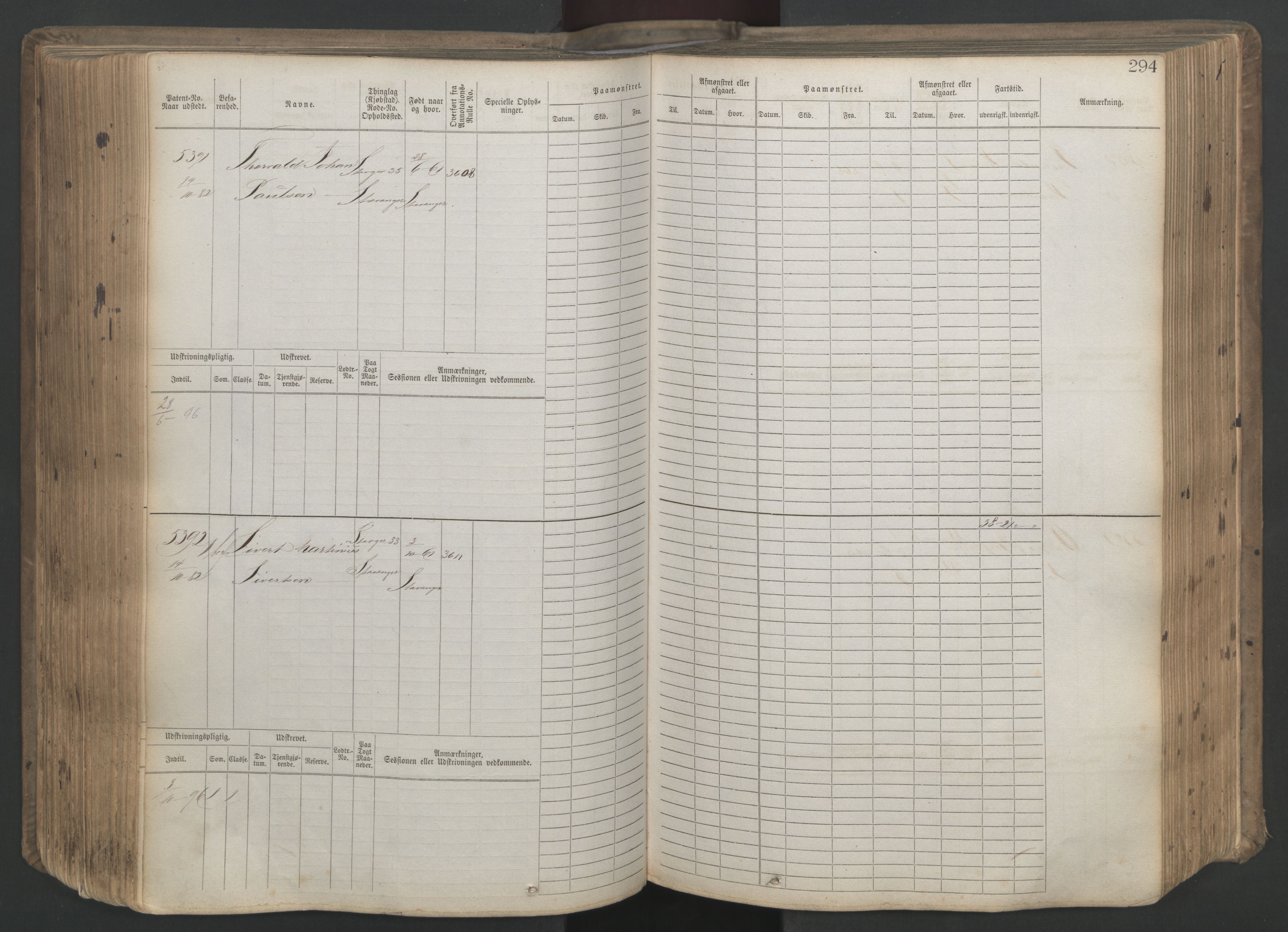 Stavanger sjømannskontor, AV/SAST-A-102006/F/Fb/Fbb/L0020: Sjøfartshovedrulle patnentnr. 4803-6004 (dublett), 1879, p. 299