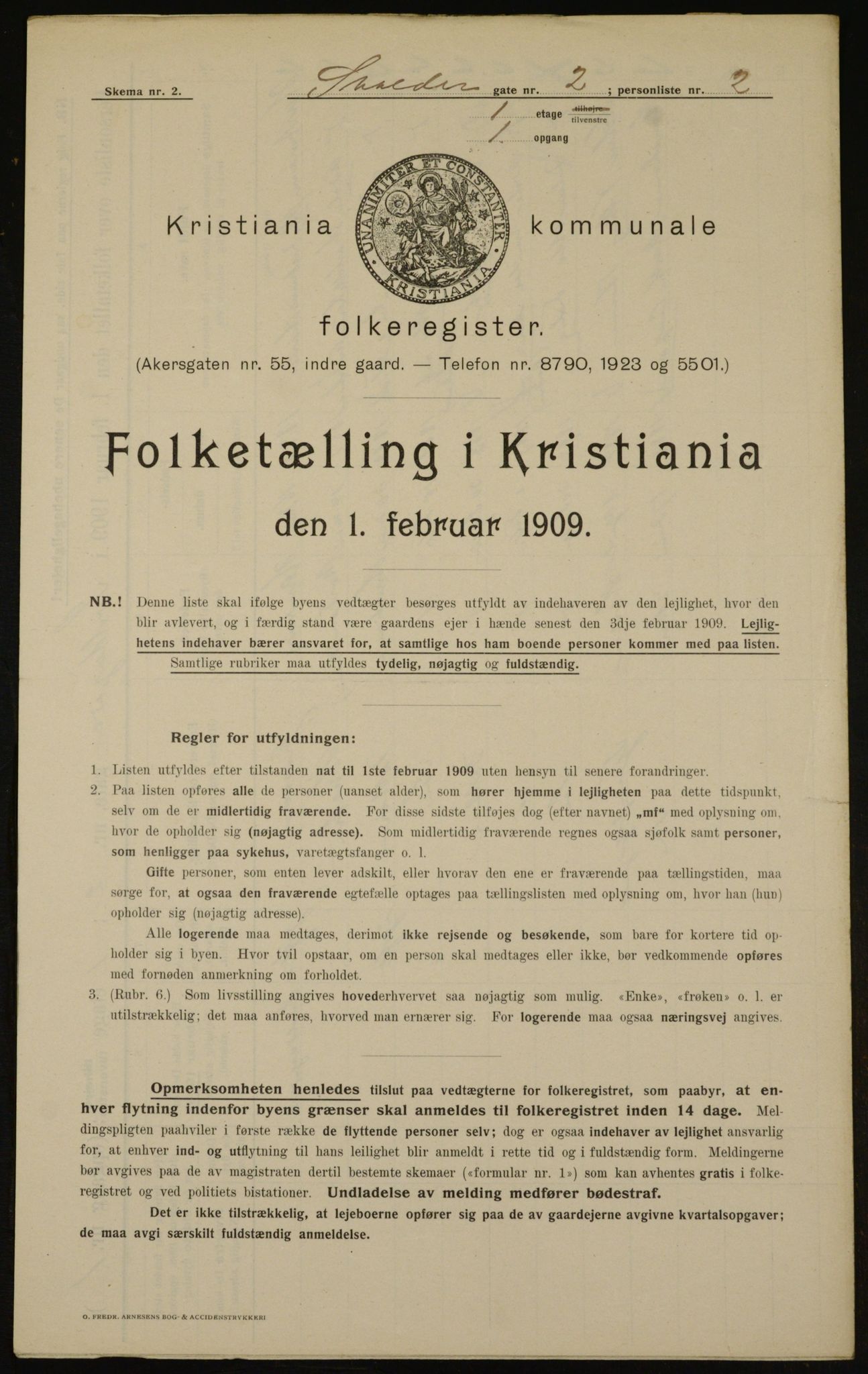 OBA, Municipal Census 1909 for Kristiania, 1909, p. 96060