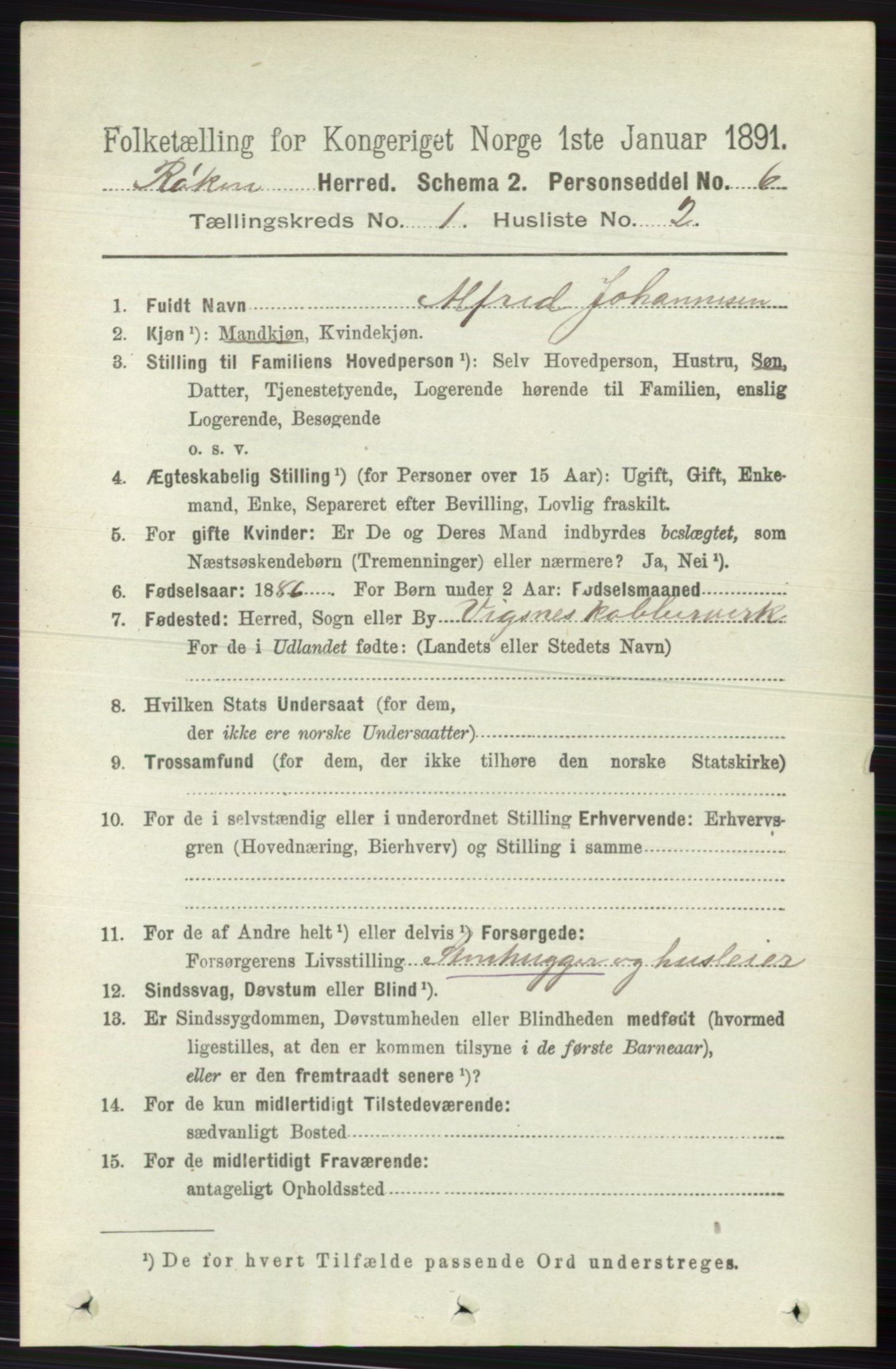 RA, 1891 census for 0627 Røyken, 1891, p. 100