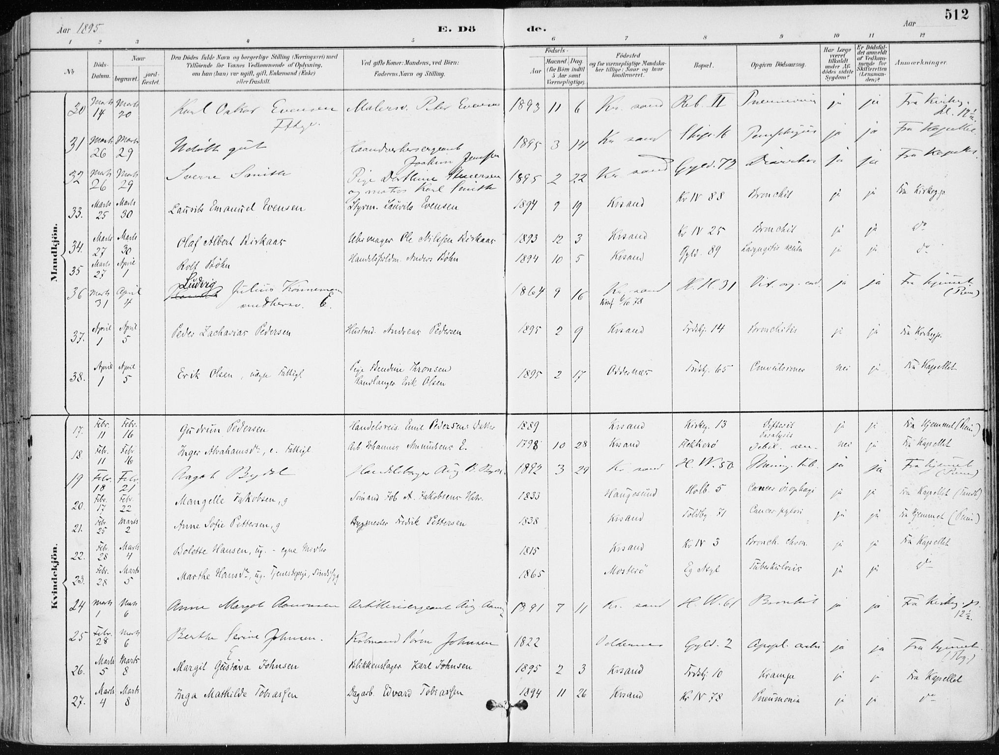 Kristiansand domprosti, AV/SAK-1112-0006/F/Fa/L0019: Parish register (official) no. A 18, 1890-1897, p. 512