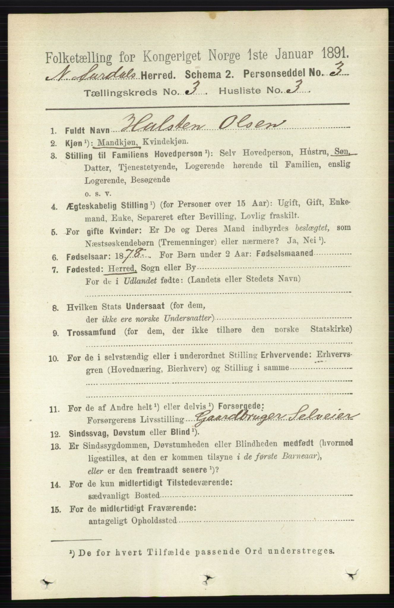 RA, 1891 census for 0542 Nord-Aurdal, 1891, p. 970