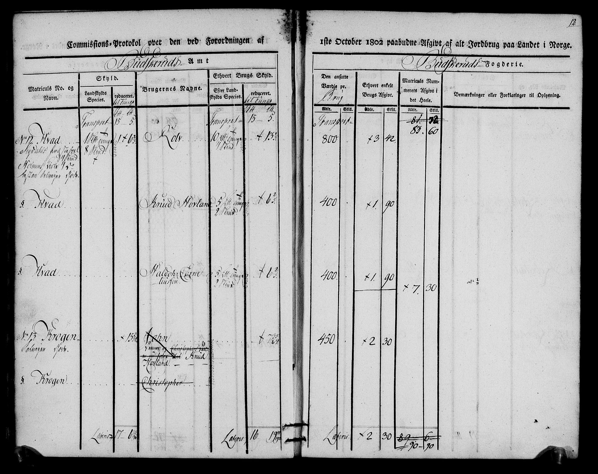 Rentekammeret inntil 1814, Realistisk ordnet avdeling, AV/RA-EA-4070/N/Ne/Nea/L0060: Buskerud fogderi. Kommisjonsprotokoll for Sigdal prestegjeld, 1803, p. 12