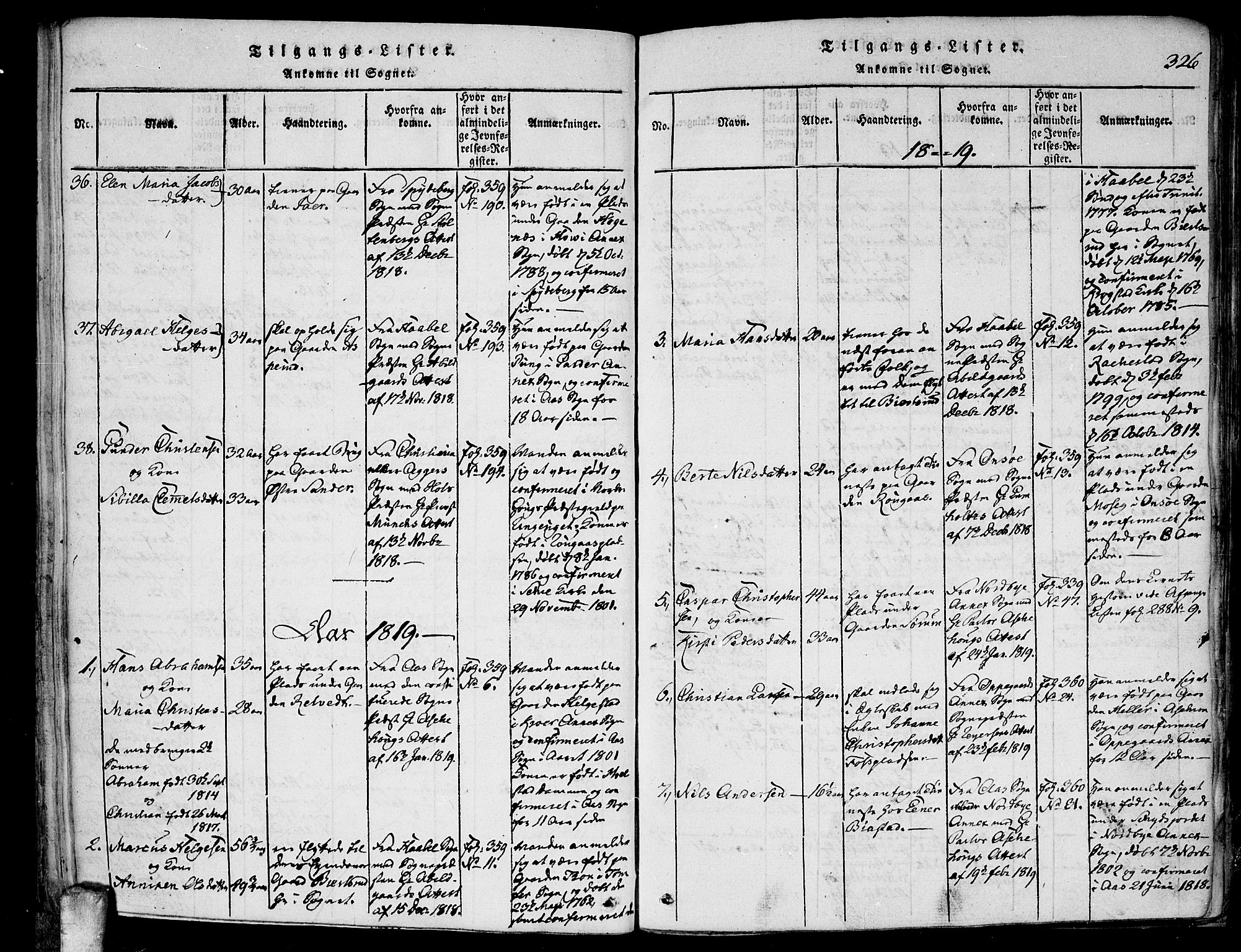 Kråkstad prestekontor Kirkebøker, SAO/A-10125a/F/Fa/L0003: Parish register (official) no. I 3, 1813-1824, p. 326