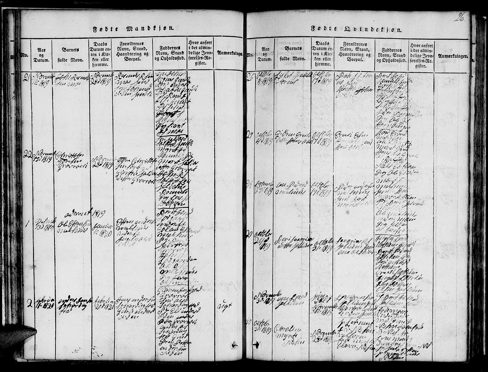 Ministerialprotokoller, klokkerbøker og fødselsregistre - Sør-Trøndelag, SAT/A-1456/691/L1092: Parish register (copy) no. 691C03, 1816-1852, p. 26