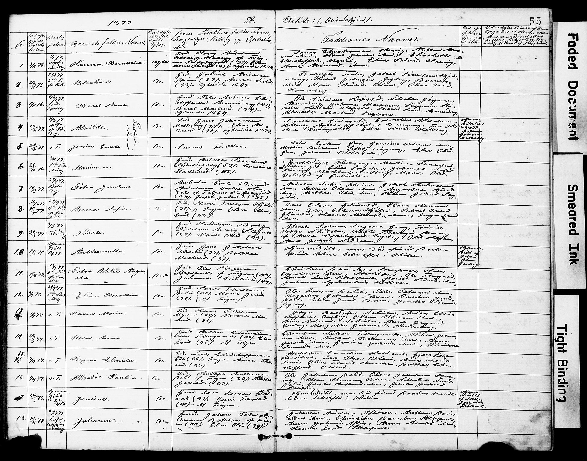 Ministerialprotokoller, klokkerbøker og fødselsregistre - Sør-Trøndelag, SAT/A-1456/634/L0541: Parish register (copy) no. 634C03, 1874-1891, p. 55