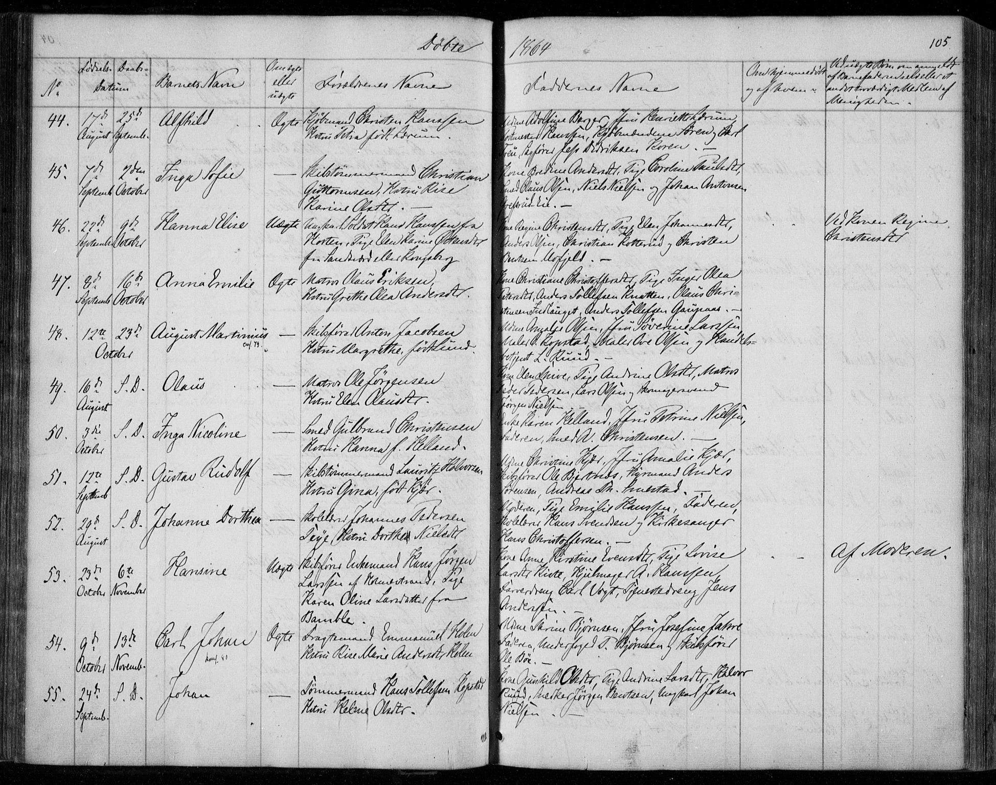 Holmestrand kirkebøker, AV/SAKO-A-346/F/Fa/L0002: Parish register (official) no. 2, 1840-1866, p. 105