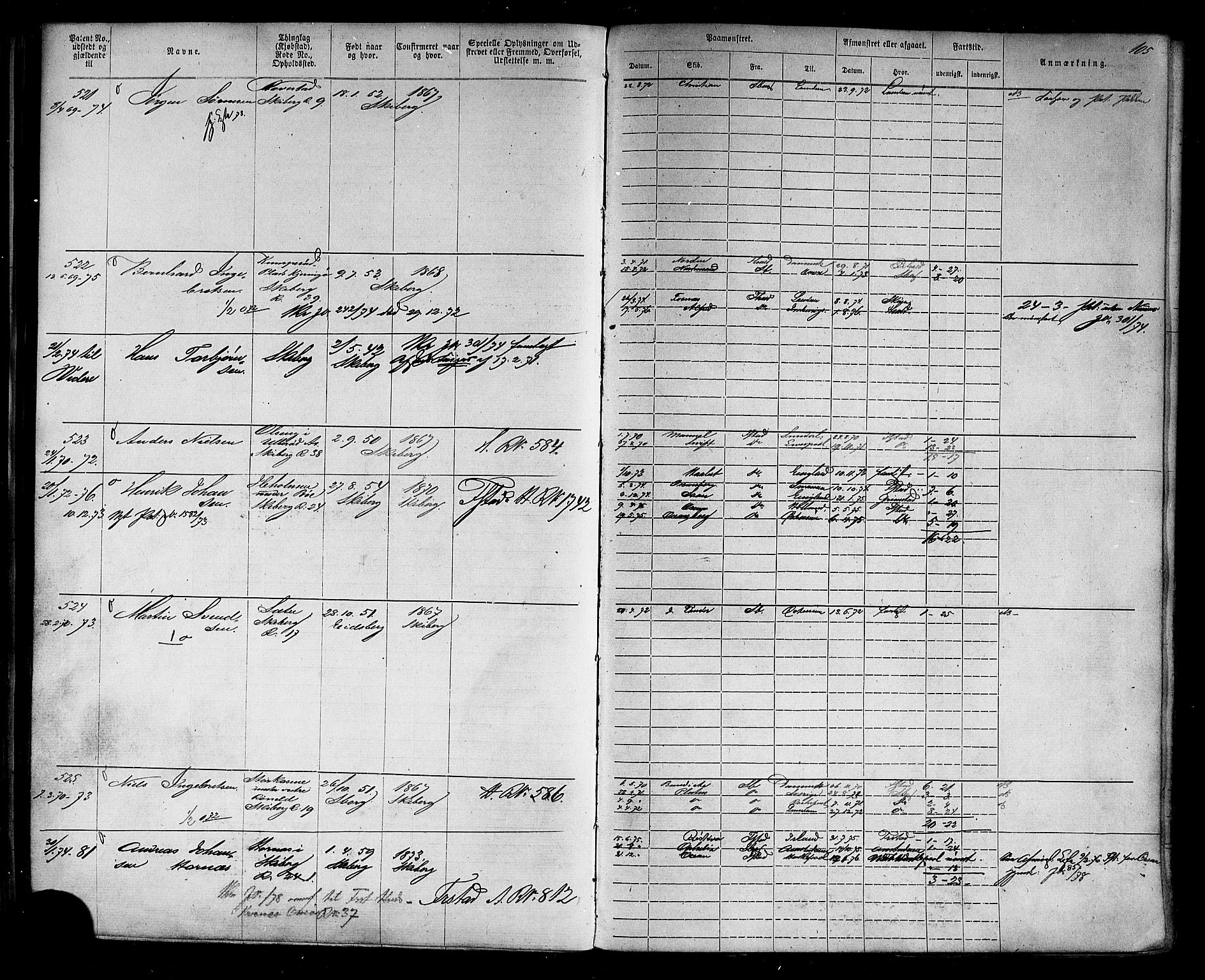 Halden mønstringskontor, AV/SAO-A-10569a/F/Fc/Fca/L0004: Annotasjonsrulle, 1868-1875, p. 109