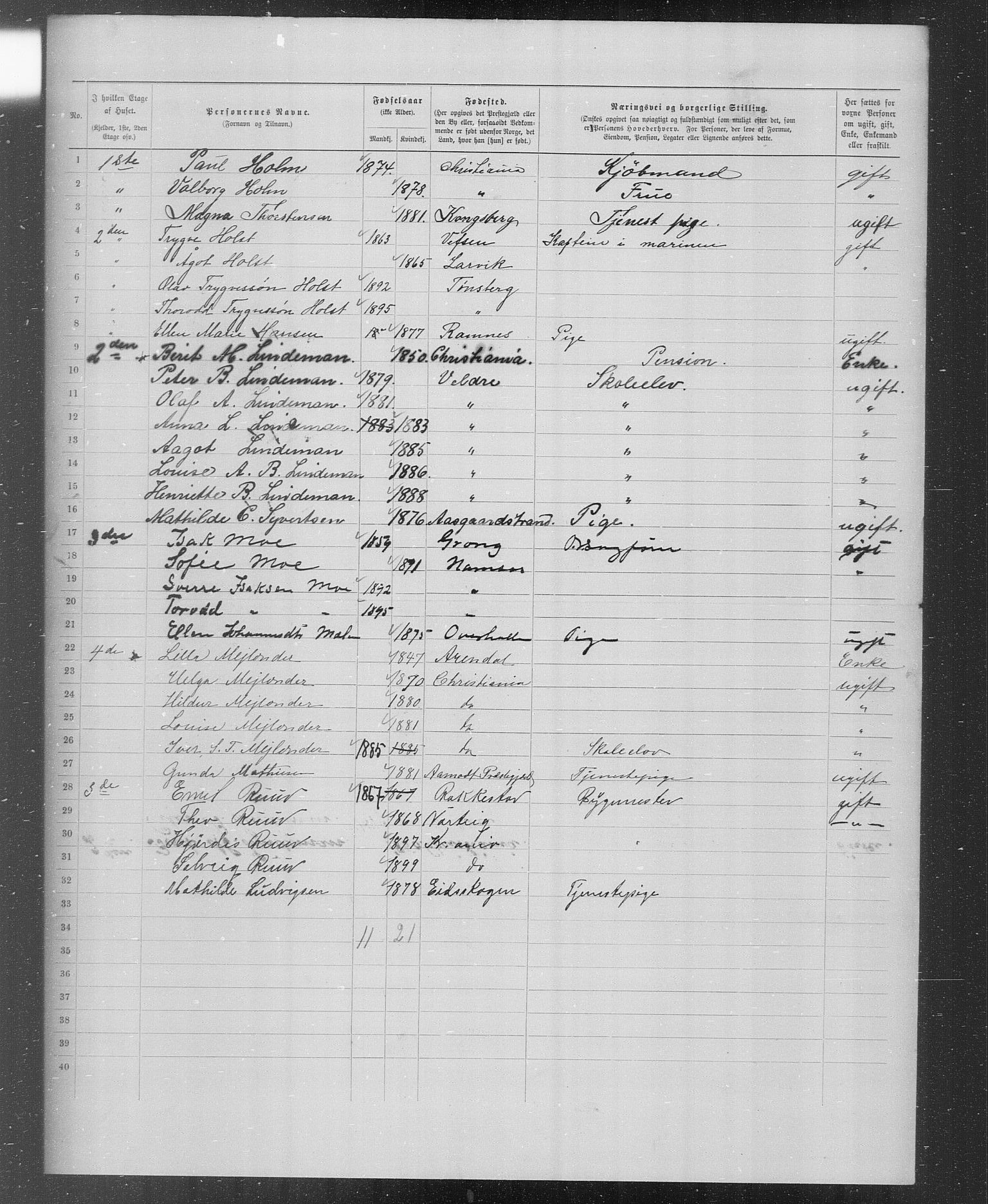 OBA, Municipal Census 1899 for Kristiania, 1899, p. 2398