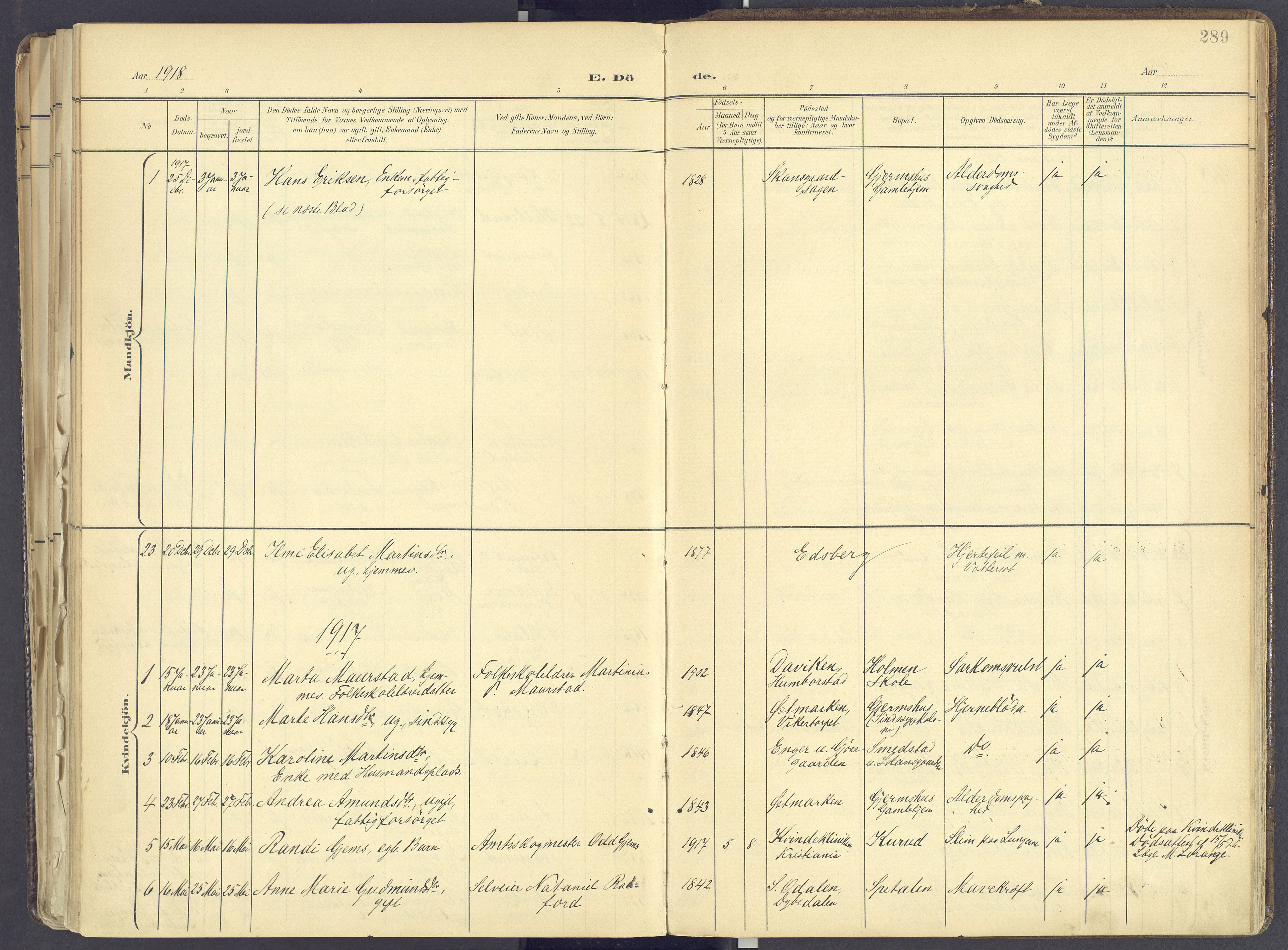 Vinger prestekontor, AV/SAH-PREST-024/H/Ha/Haa/L0017: Parish register (official) no. 17, 1901-1927, p. 289