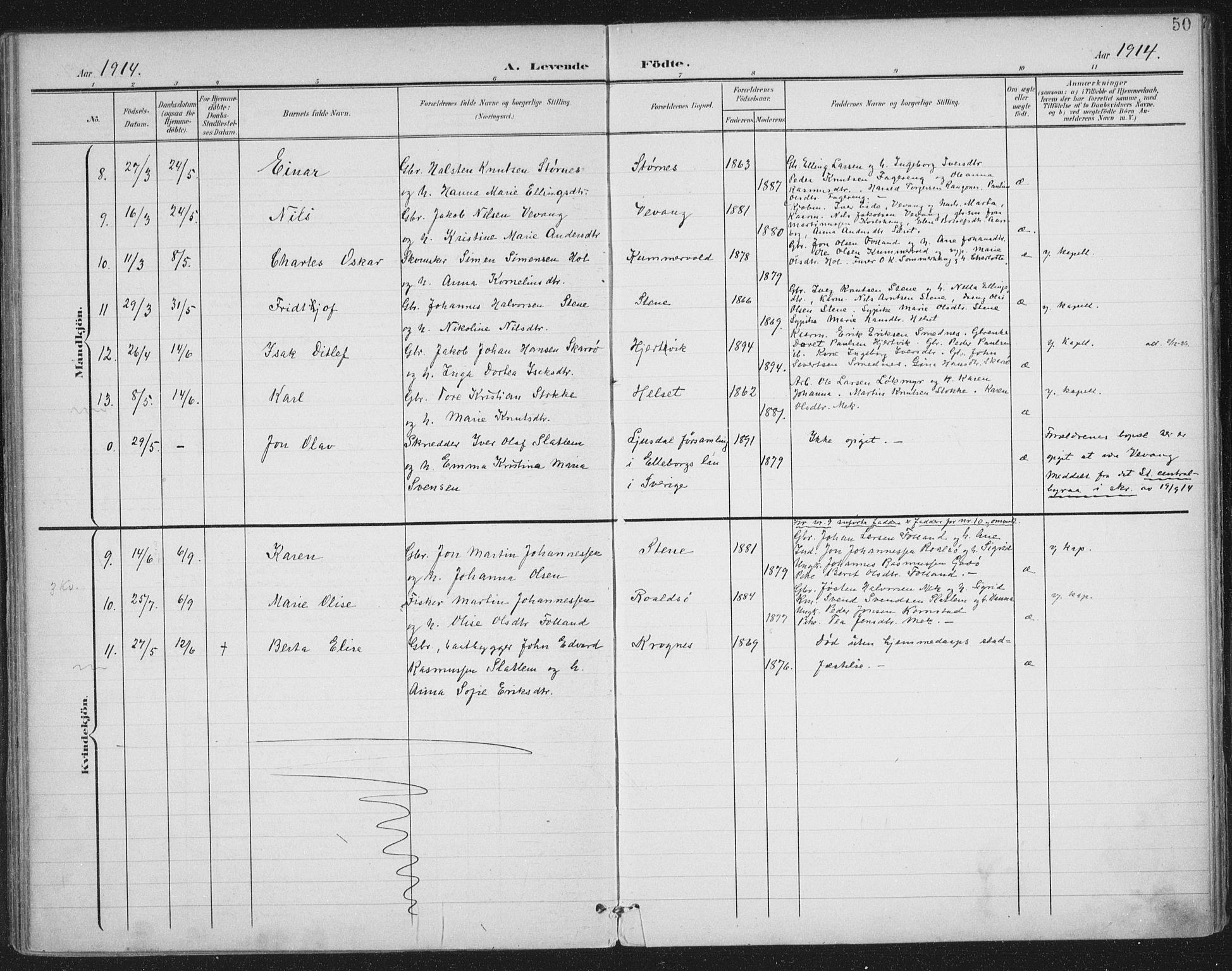 Ministerialprotokoller, klokkerbøker og fødselsregistre - Møre og Romsdal, AV/SAT-A-1454/570/L0833: Parish register (official) no. 570A07, 1901-1914, p. 50