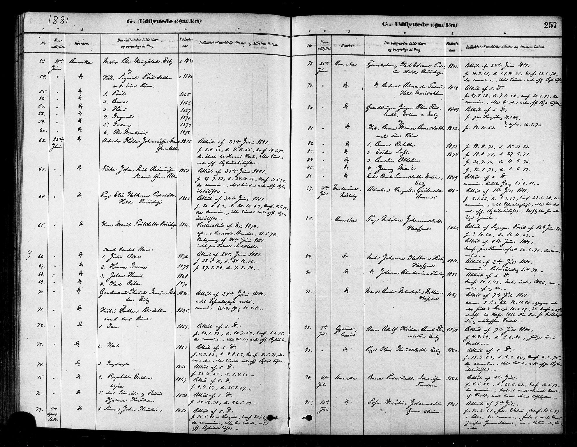Alta sokneprestkontor, SATØ/S-1338/H/Ha/L0002.kirke: Parish register (official) no. 2, 1879-1892, p. 257