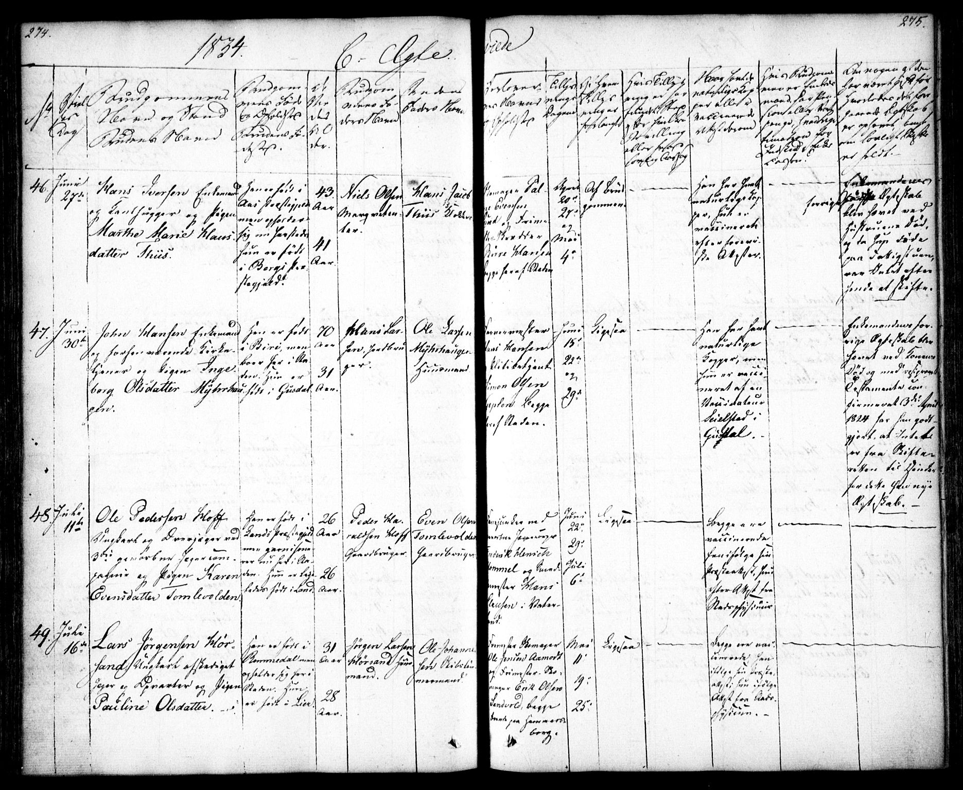 Oslo domkirke Kirkebøker, SAO/A-10752/F/Fa/L0019: Parish register (official) no. 19, 1828-1847, p. 274-275