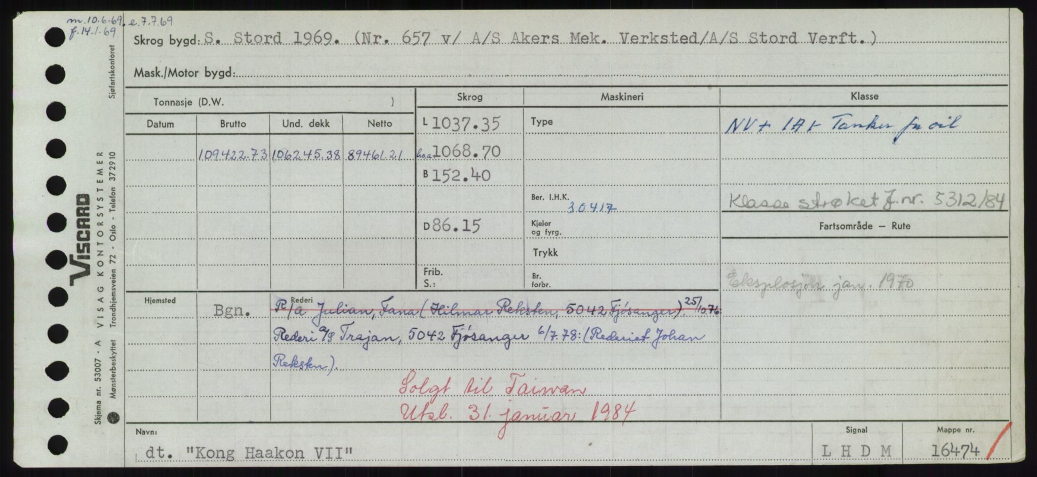 Sjøfartsdirektoratet med forløpere, Skipsmålingen, RA/S-1627/H/Hd/L0020: Fartøy, K-Kon, p. 495