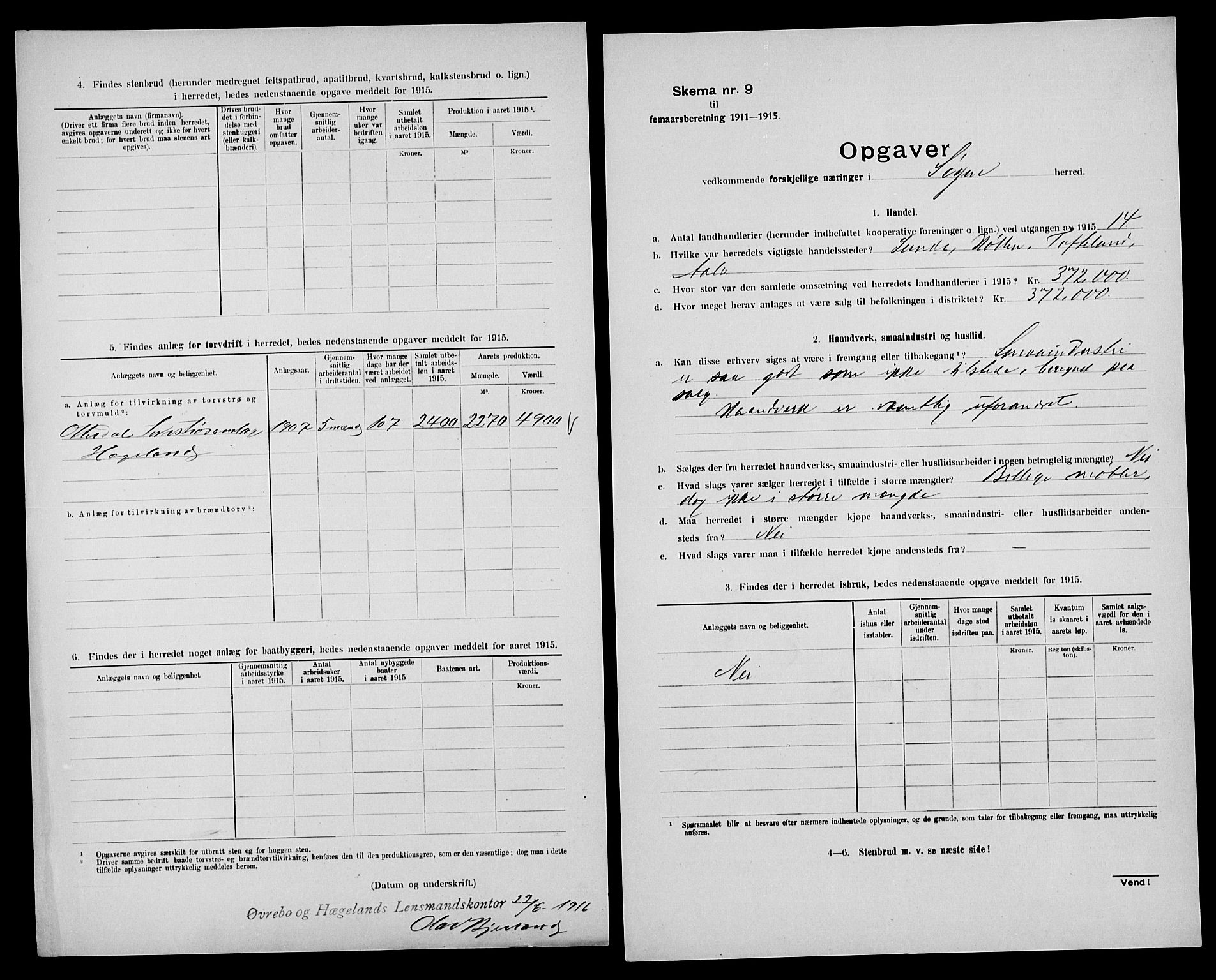 Statistisk sentralbyrå, Næringsøkonomiske emner, Generelt - Amtmennenes femårsberetninger, AV/RA-S-2233/F/Fa/L0122: --, 1914-1915, p. 7