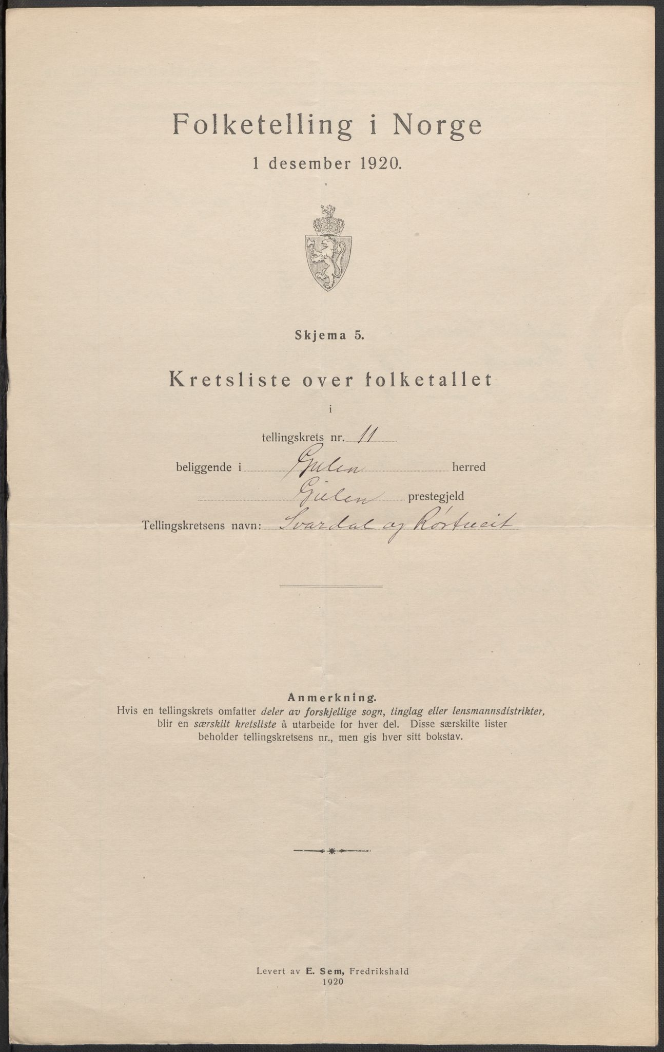 SAB, 1920 census for Gulen, 1920, p. 34