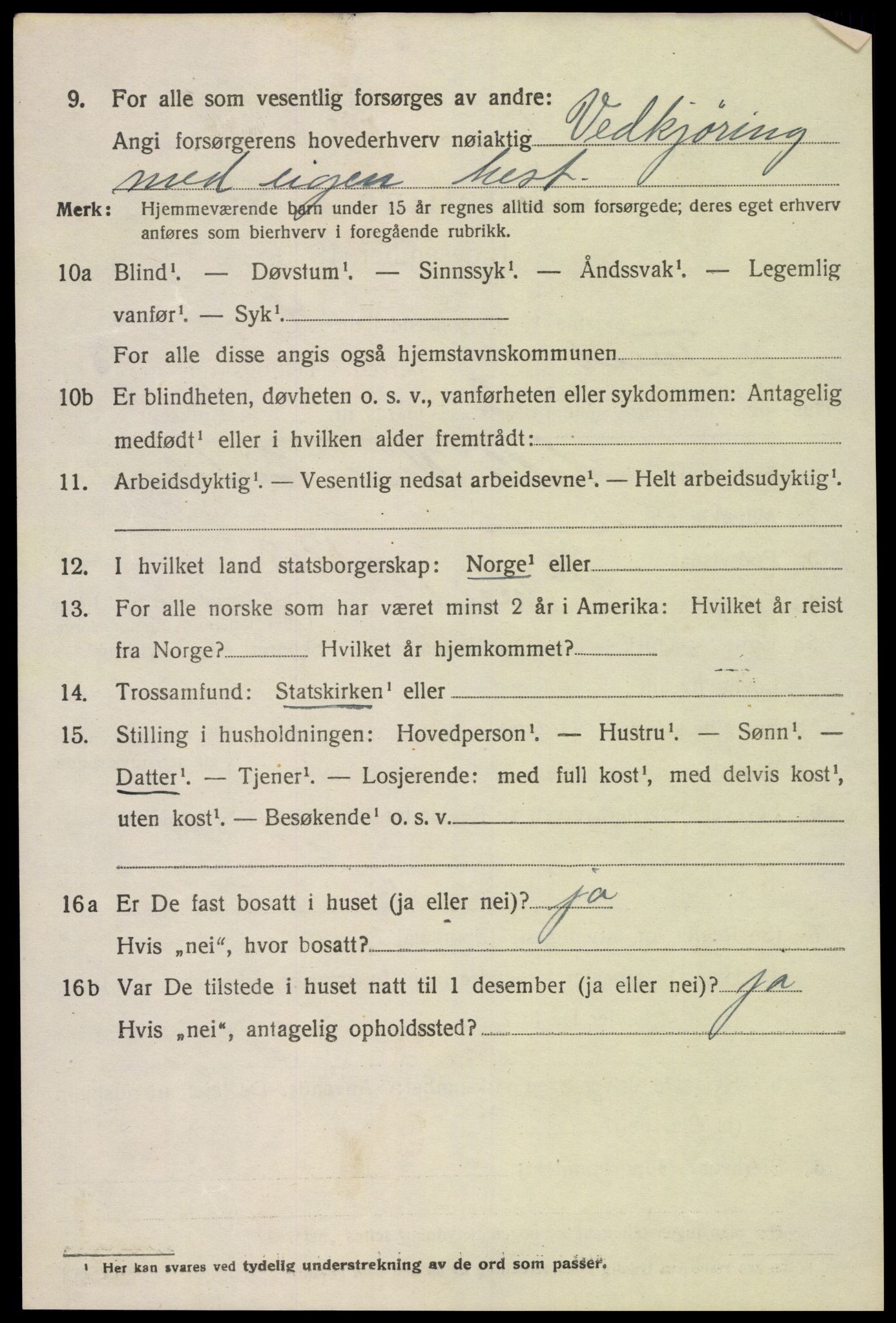 SAK, 1920 census for Tveit, 1920, p. 3499
