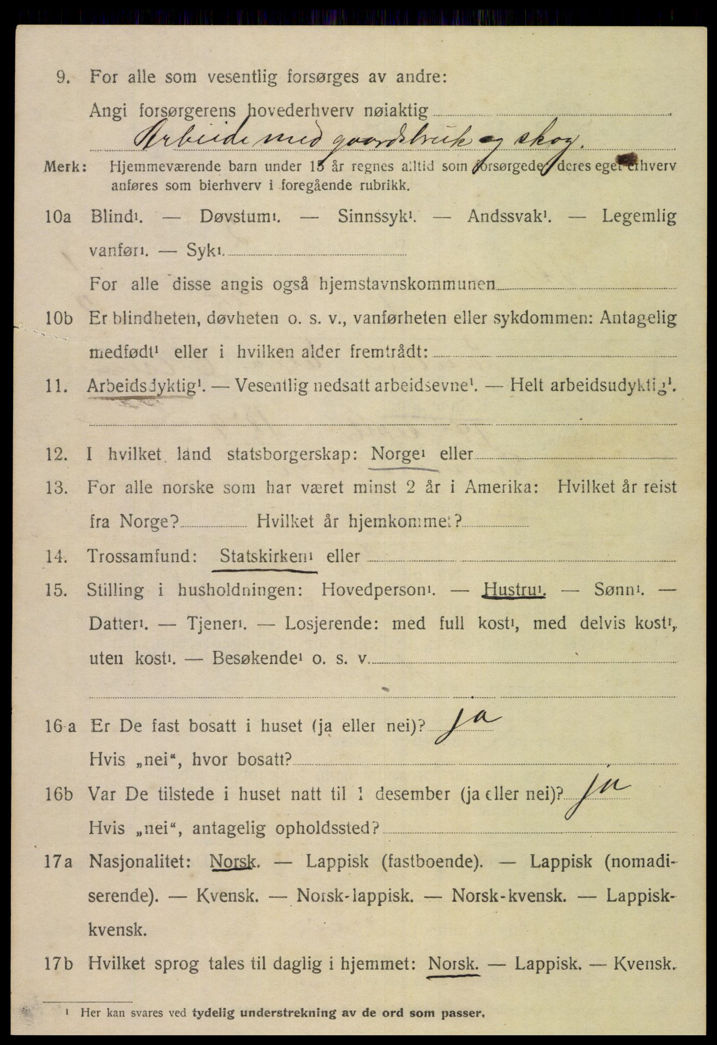 SAT, 1920 census for Steigen, 1920, p. 837