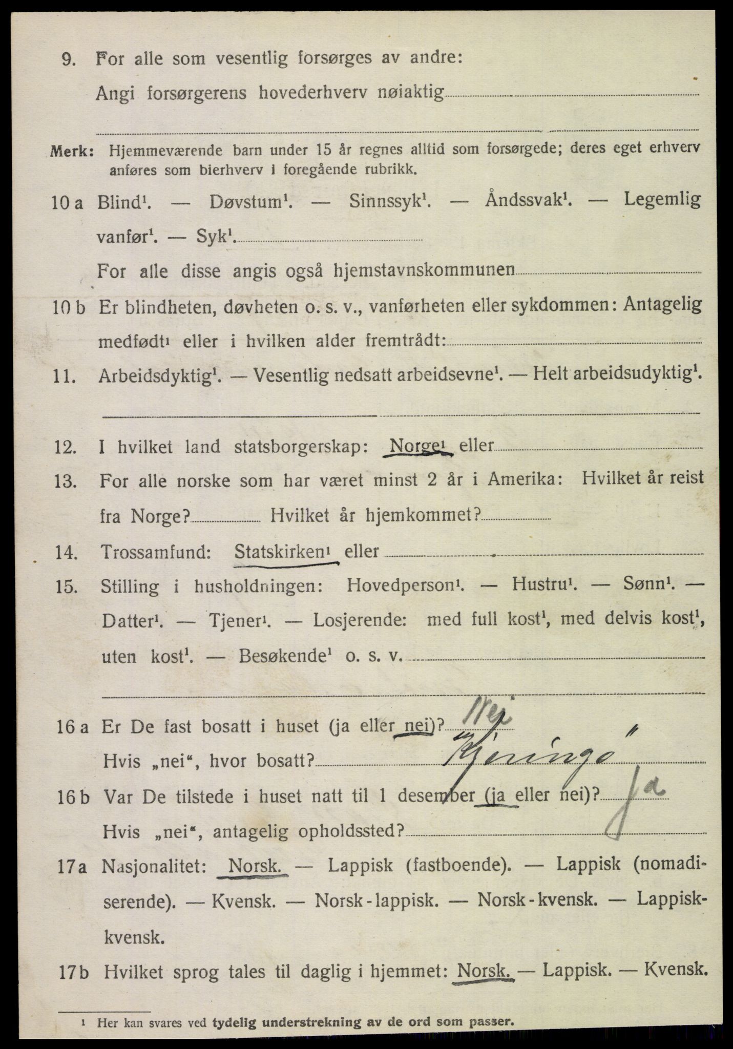 SAT, 1920 census for Fauske, 1920, p. 5417