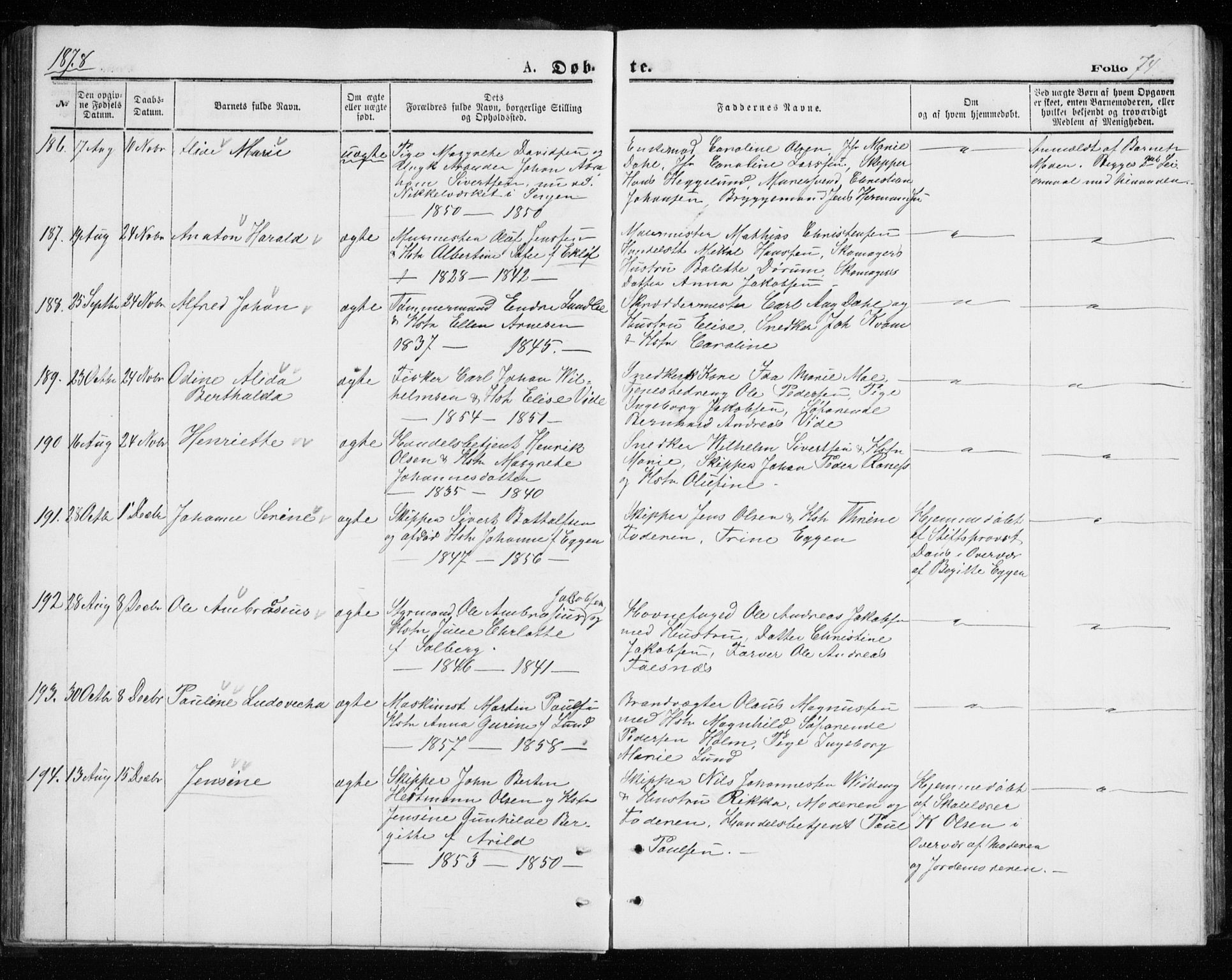 Tromsø sokneprestkontor/stiftsprosti/domprosti, AV/SATØ-S-1343/G/Gb/L0008klokker: Parish register (copy) no. 8, 1875-1879, p. 74