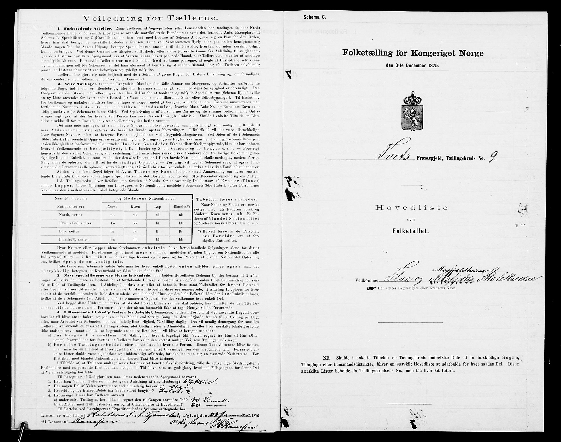 SAK, 1875 census for 1013P Tveit, 1875, p. 50