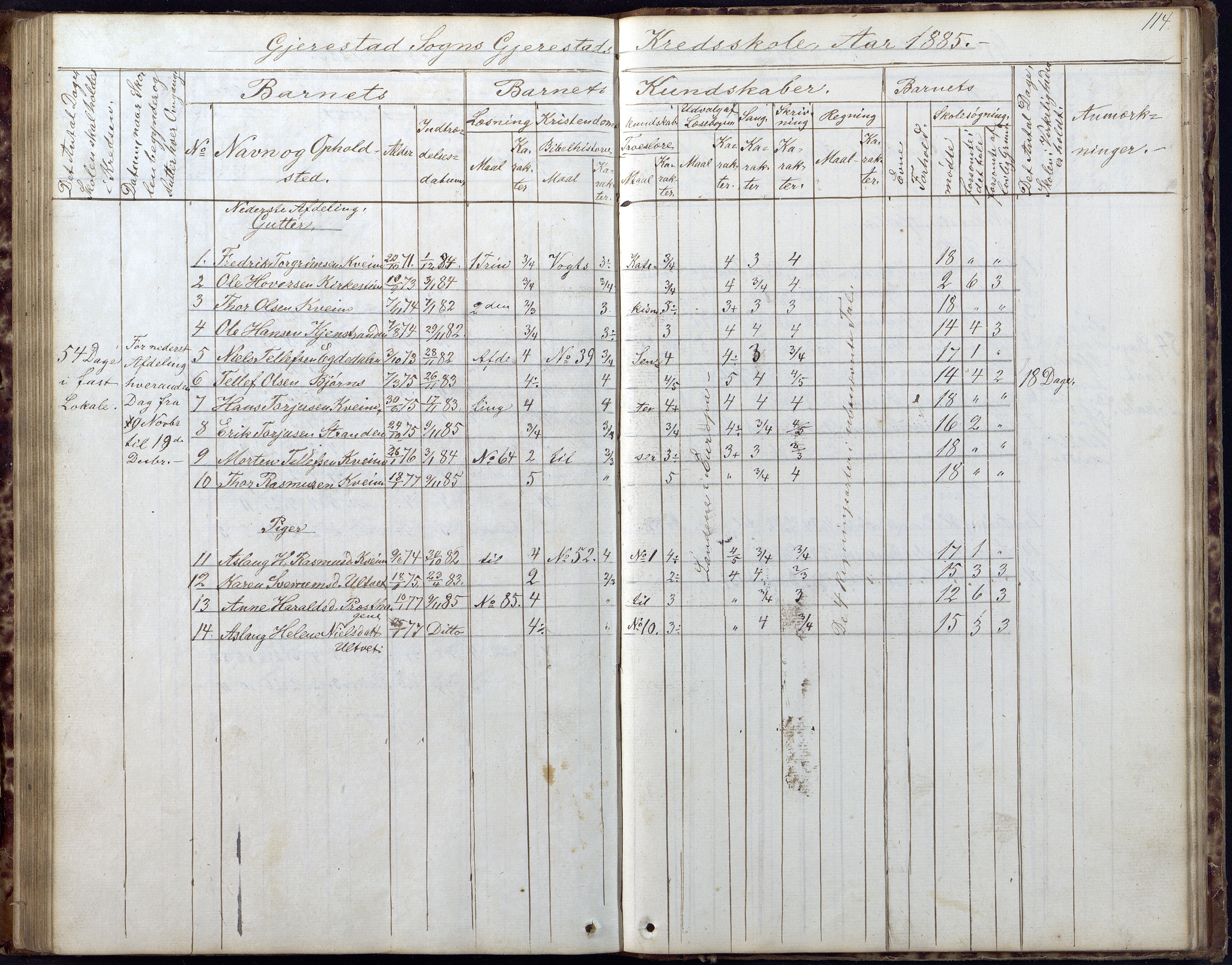 Gjerstad Kommune, Gjerstad Skole, AAKS/KA0911-550a/F02/L0005: Skoleprotokoll, 1863-1891, p. 114