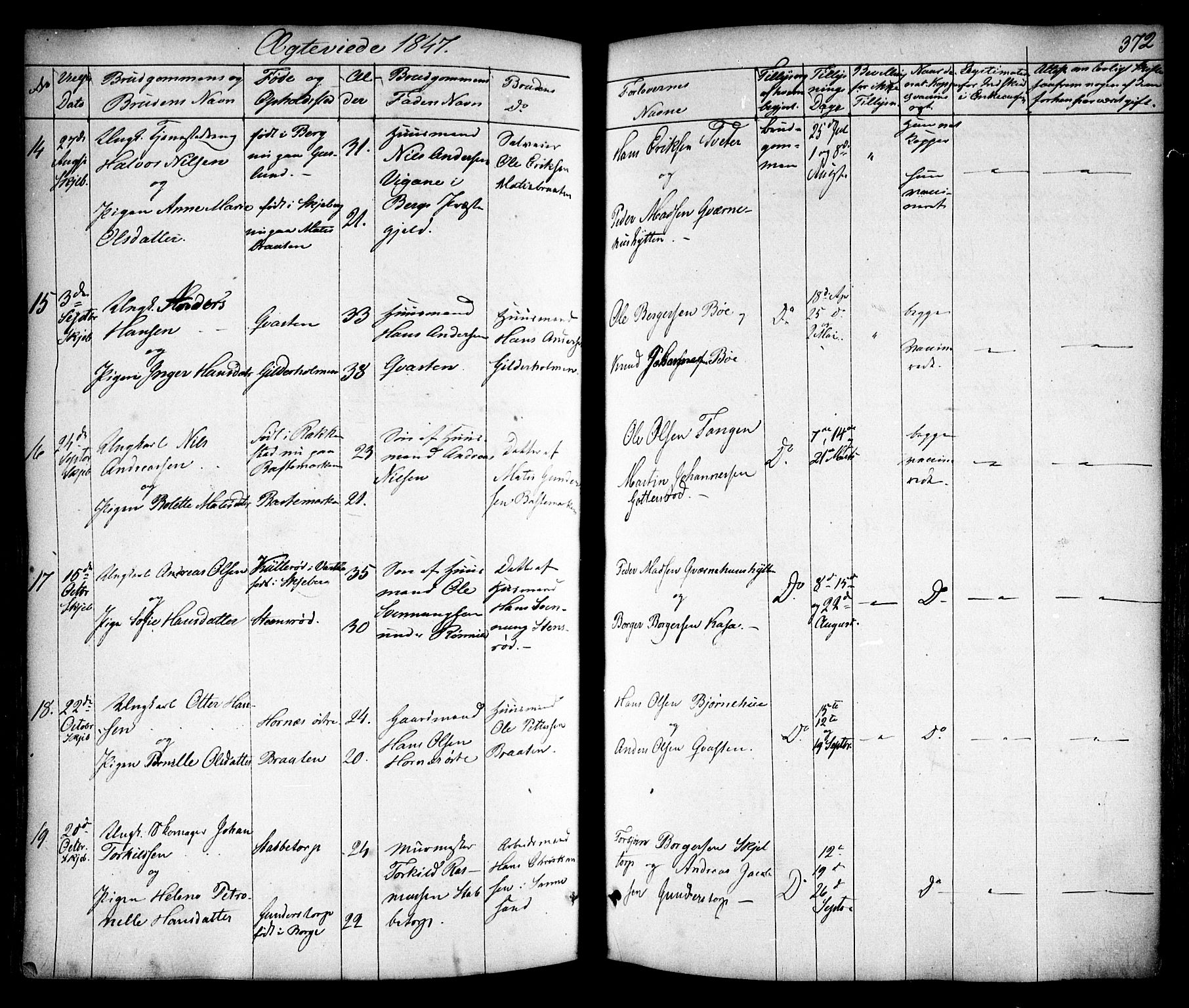 Skjeberg prestekontor Kirkebøker, AV/SAO-A-10923/F/Fa/L0006: Parish register (official) no. I 6, 1846-1858, p. 372