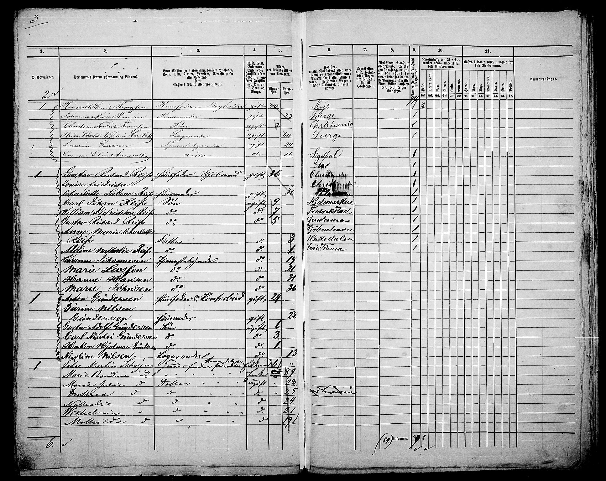 RA, 1865 census for Kristiania, 1865, p. 540