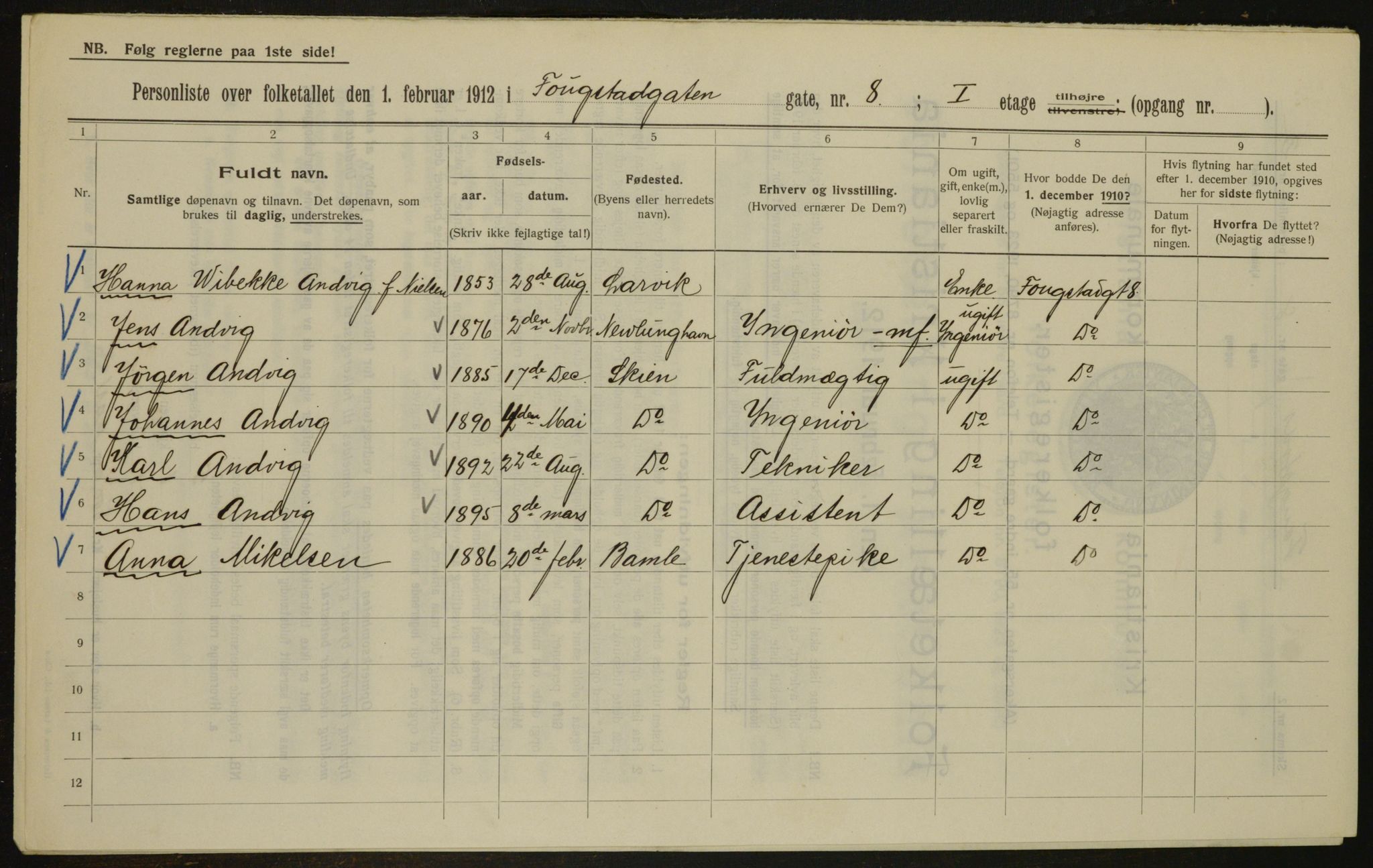 OBA, Municipal Census 1912 for Kristiania, 1912, p. 25345