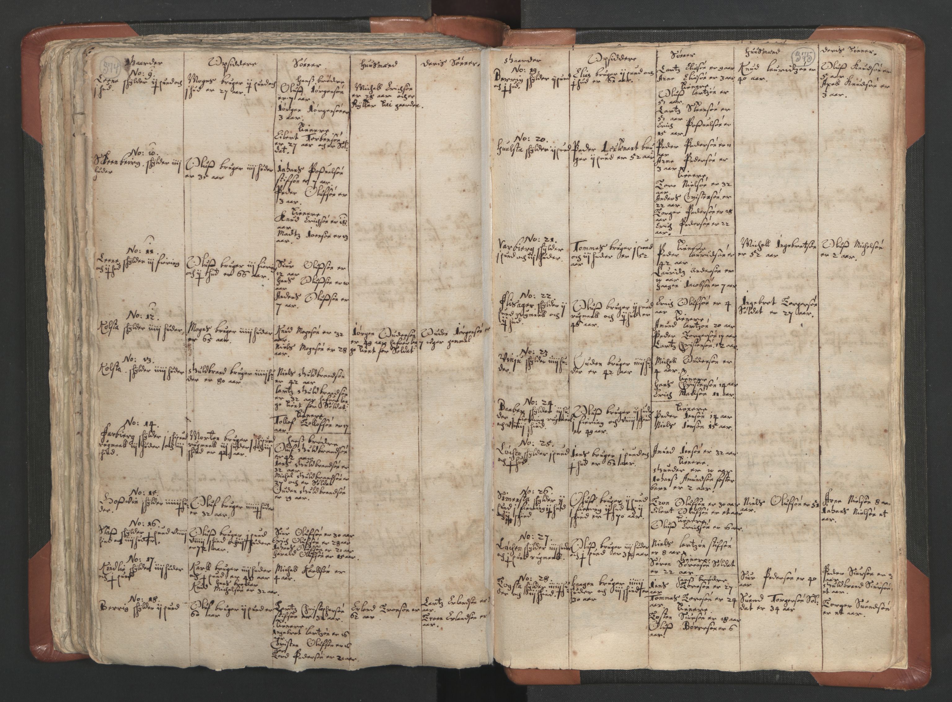 RA, Vicar's Census 1664-1666, no. 5: Hedmark deanery, 1664-1666, p. 374-375