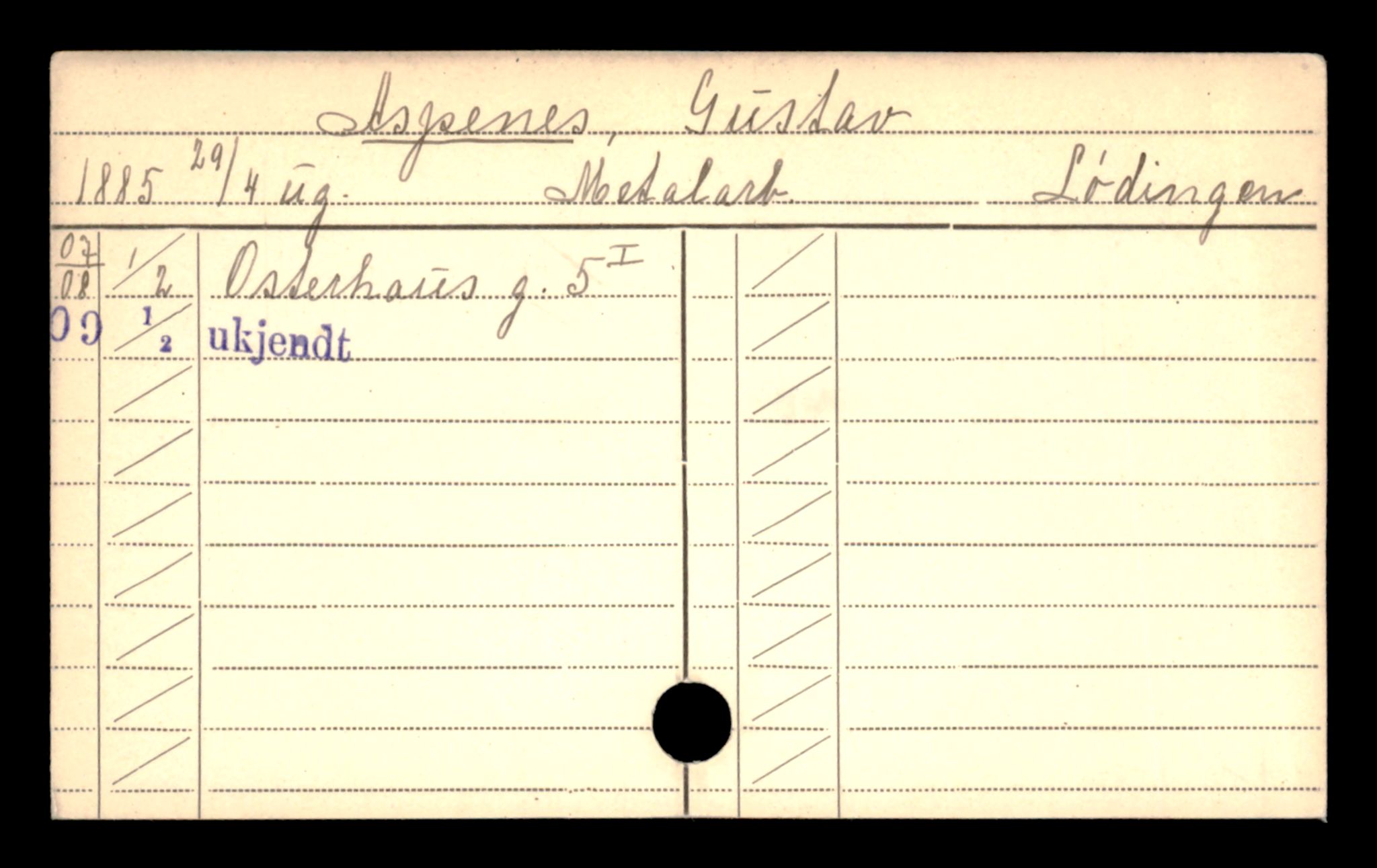 Oslo folkeregister, Registerkort, AV/SAO-A-11715/D/Da/L0007: Menn: Aspaas Harald - Bedin Henning, 1906-1919