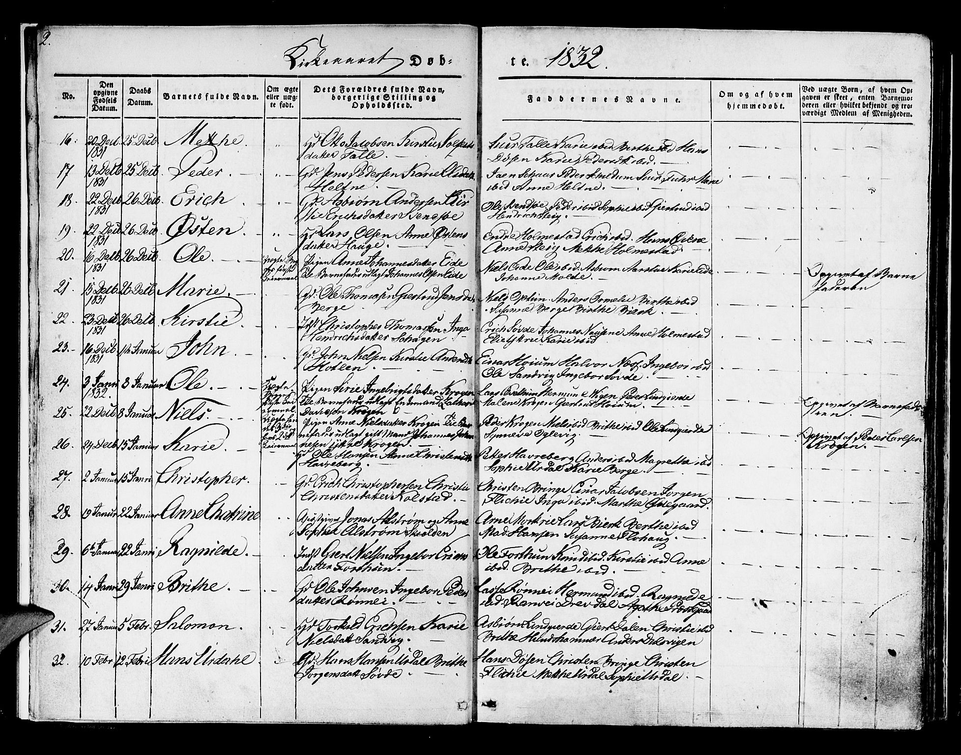 Luster sokneprestembete, SAB/A-81101/H/Haa/Haaa/L0005: Parish register (official) no. A 5, 1831-1841, p. 2