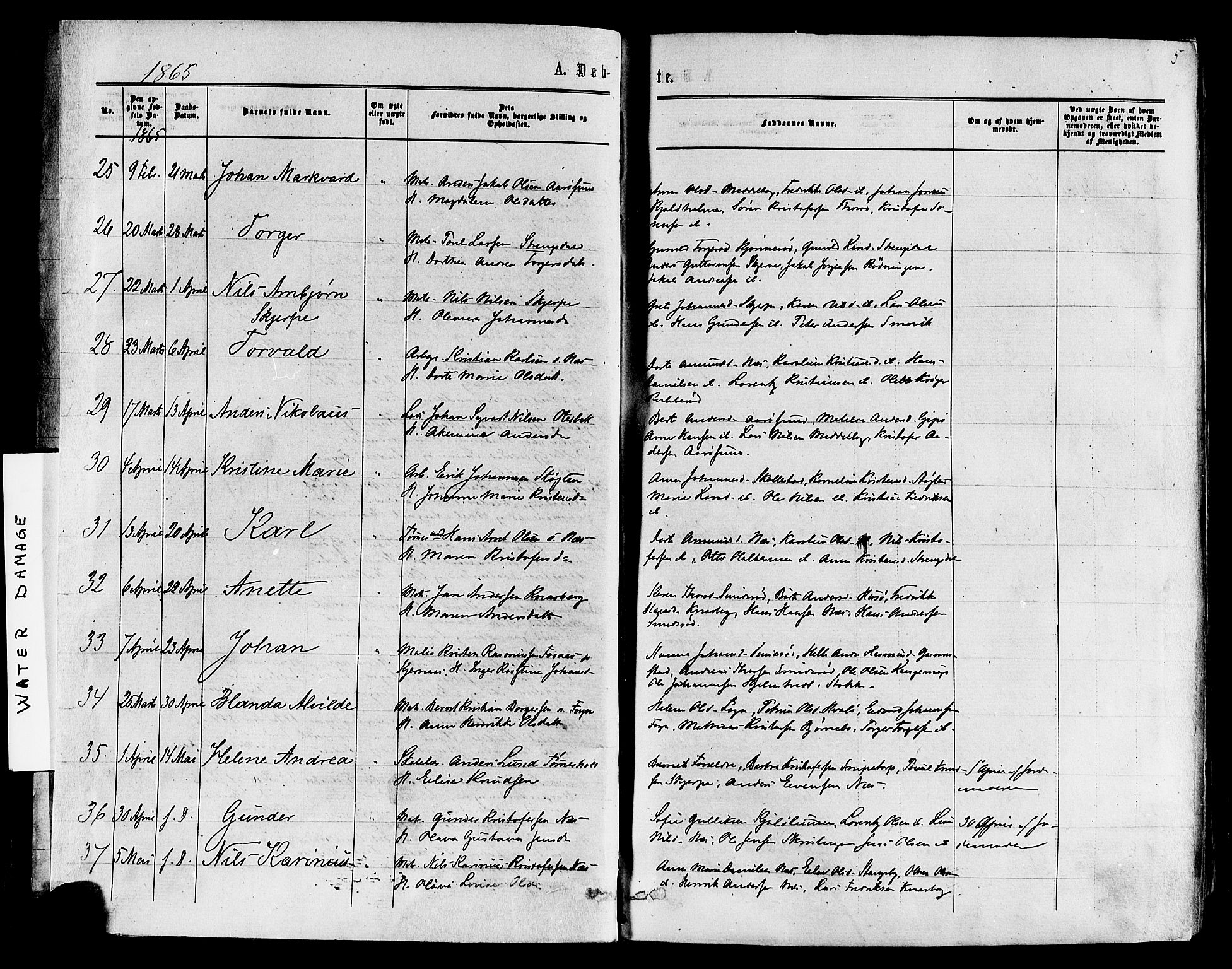 Nøtterøy kirkebøker, AV/SAKO-A-354/F/Fa/L0007: Parish register (official) no. I 7, 1865-1877, p. 5