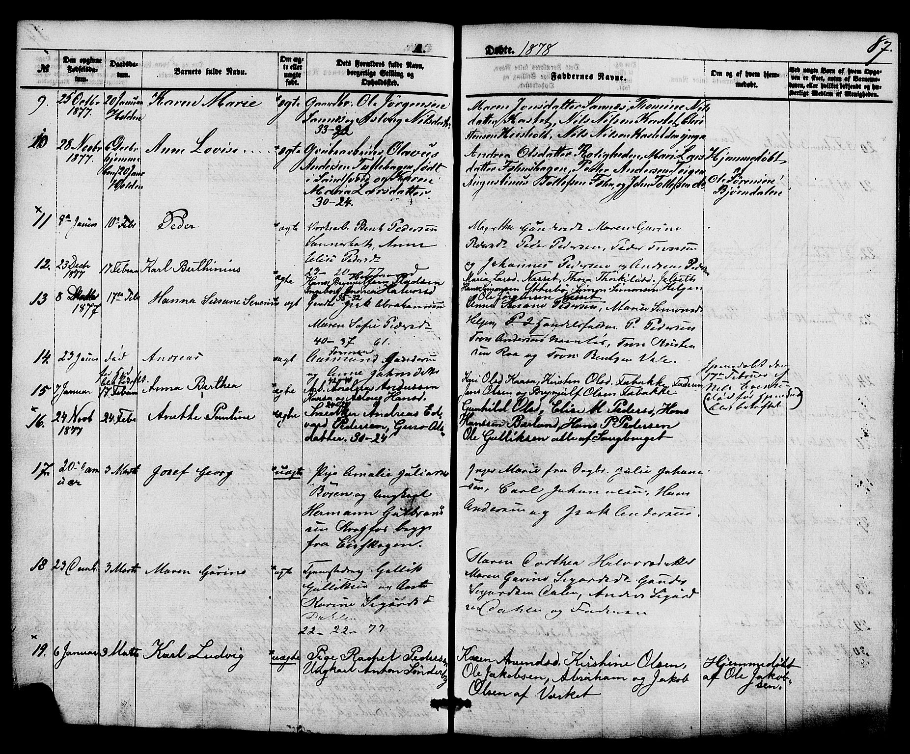 Holla kirkebøker, SAKO/A-272/F/Fa/L0007: Parish register (official) no. 7, 1869-1881, p. 87