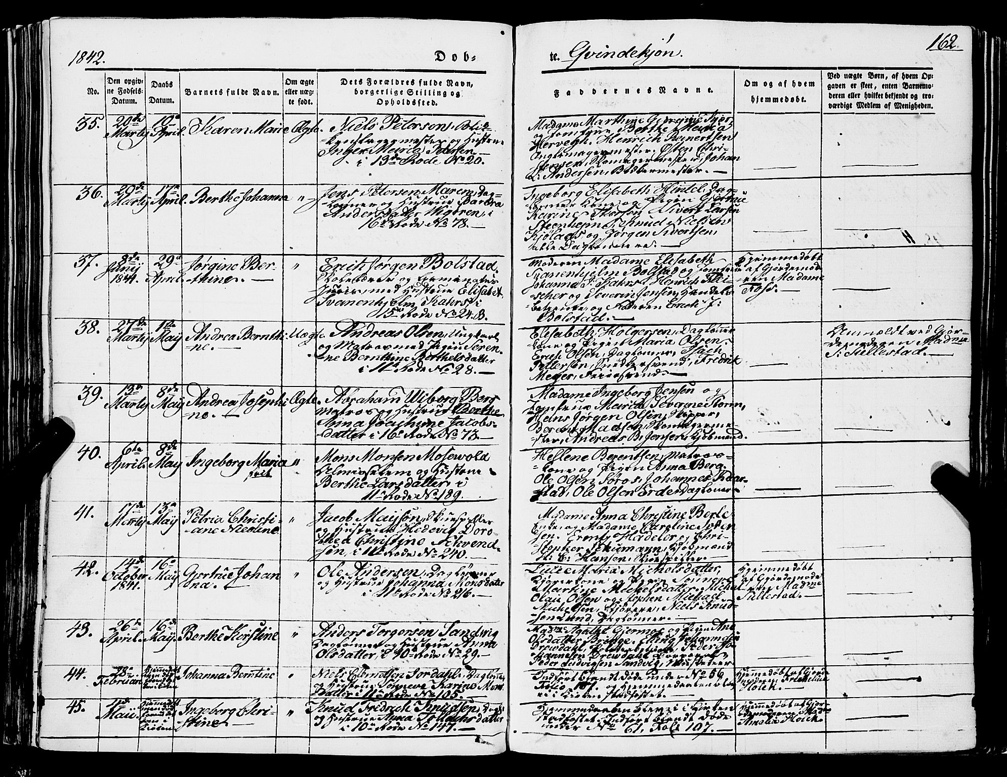 Domkirken sokneprestembete, SAB/A-74801/H/Haa/L0019: Parish register (official) no. B 2, 1841-1851, p. 162